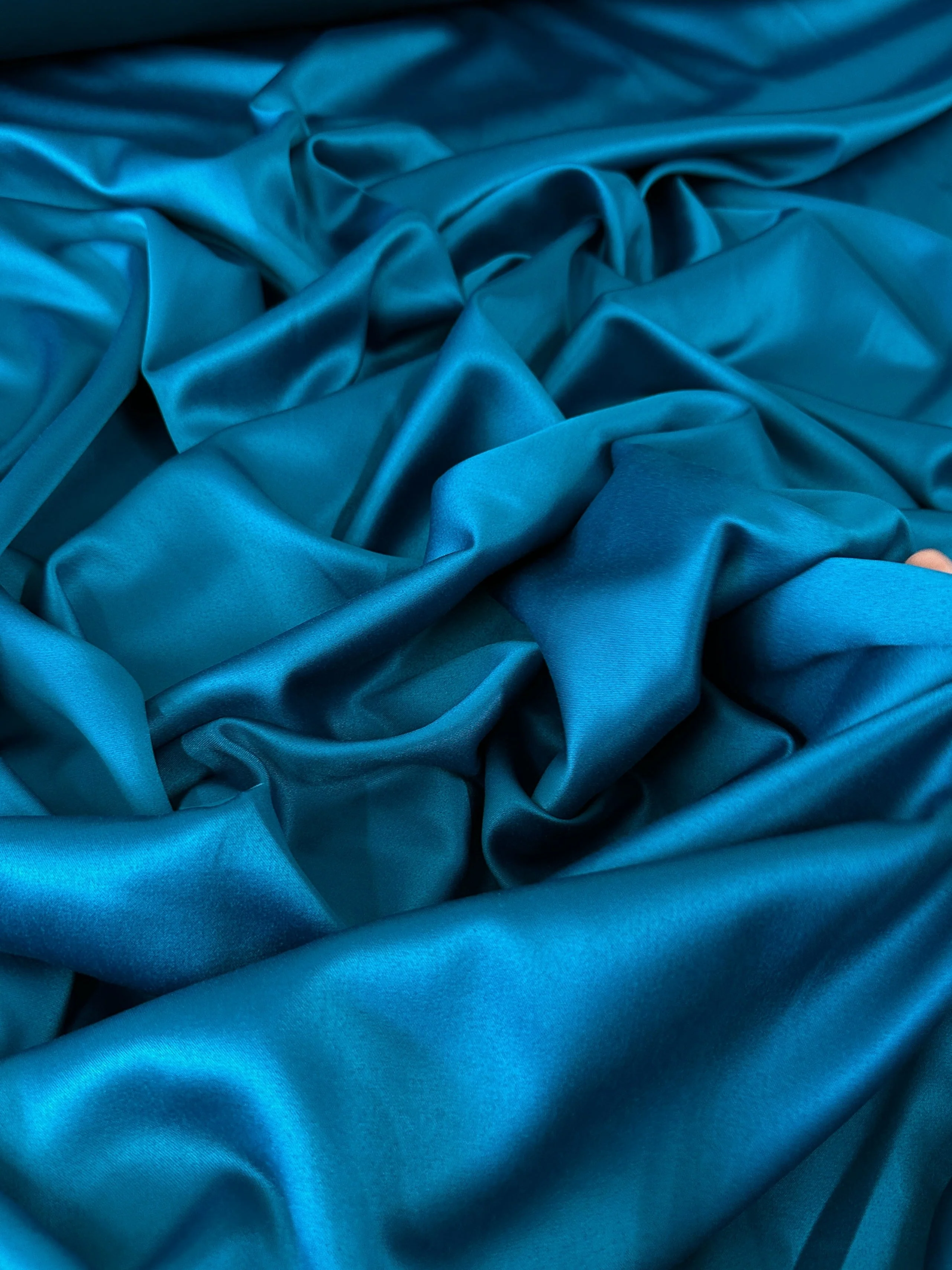 Teal Blue Stretch Crepe Back Satin - Image 7