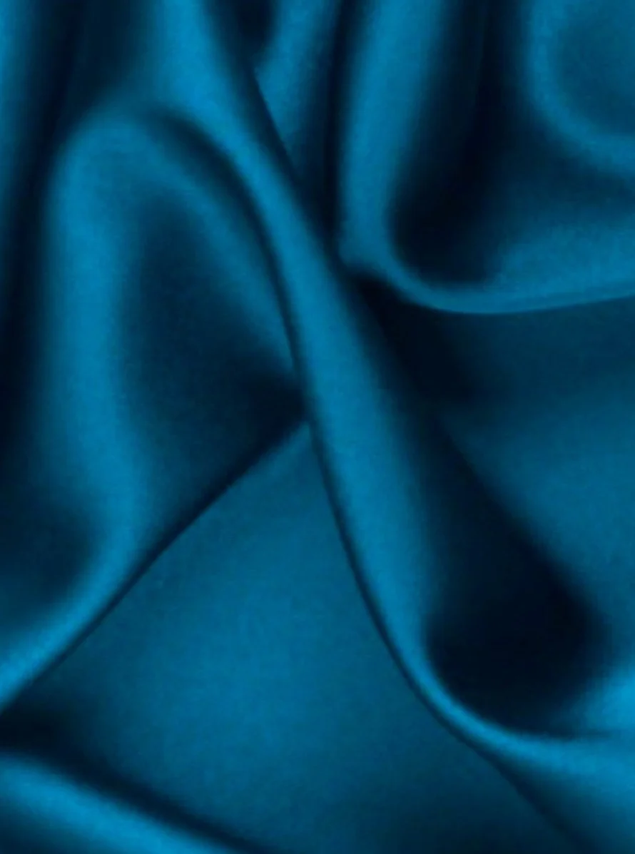 Teal Blue Silky Stretch Satin - Image 2
