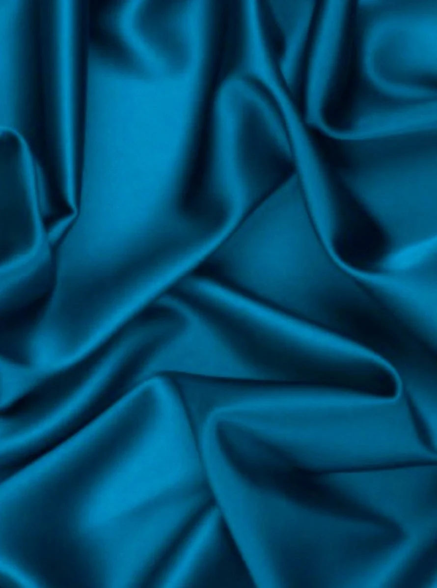 Teal Blue Silky Stretch Satin - Image 4