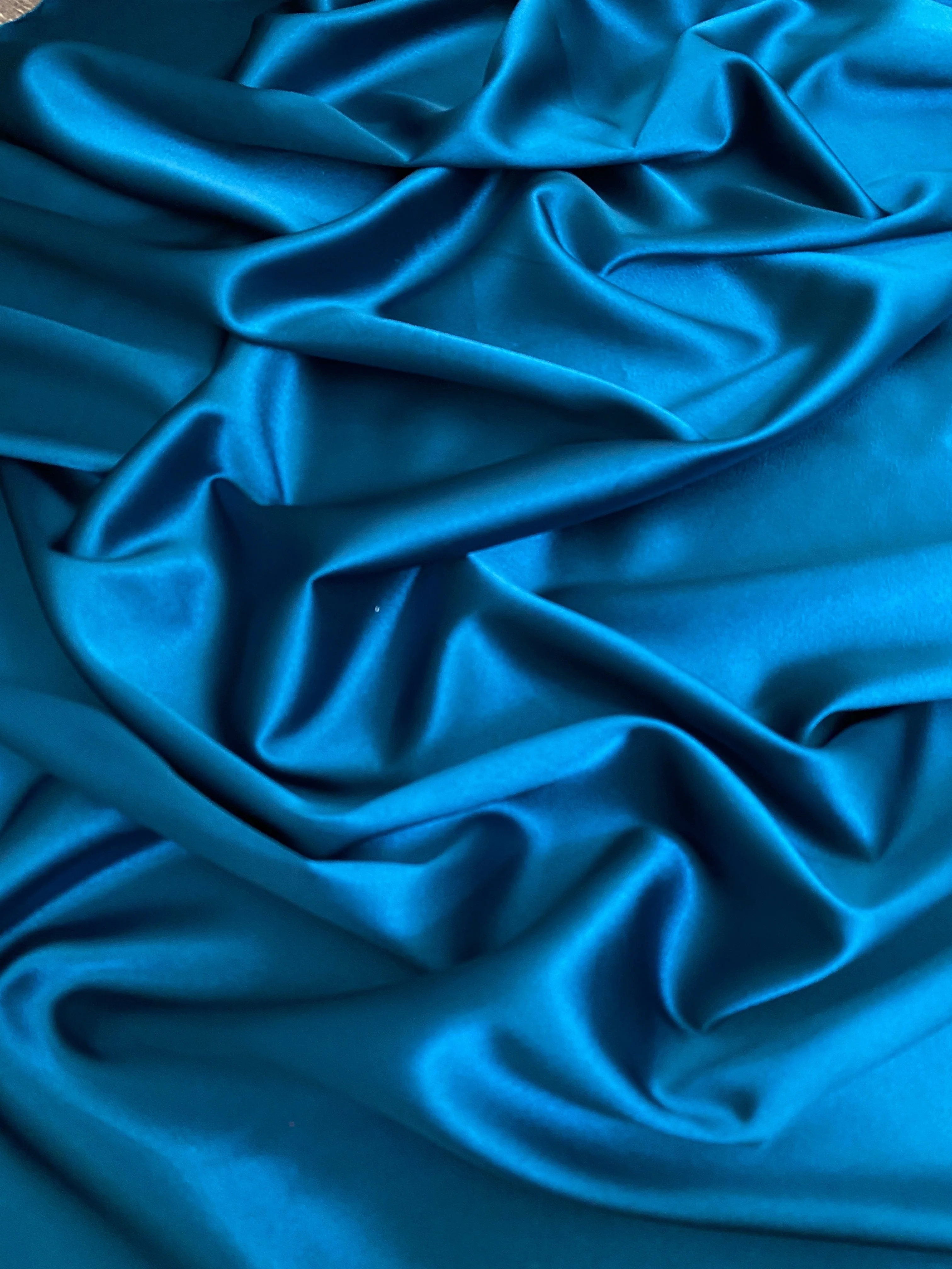 Teal Blue Silky Stretch Satin - Image 5