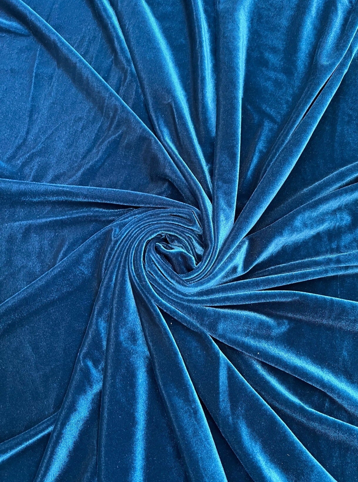 Teal Blue Stretch Velvet