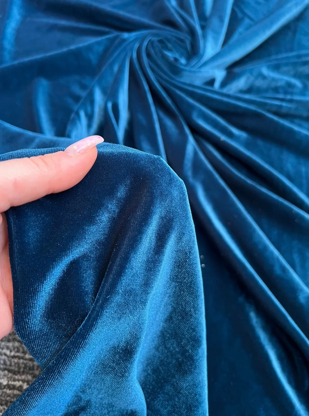 Teal Blue Stretch Velvet - Image 11