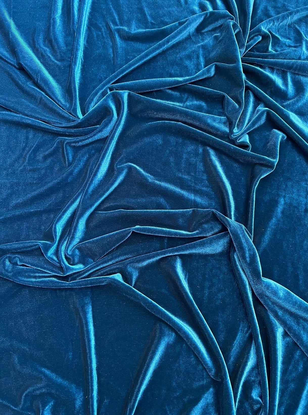 Teal Blue Stretch Velvet - Image 2