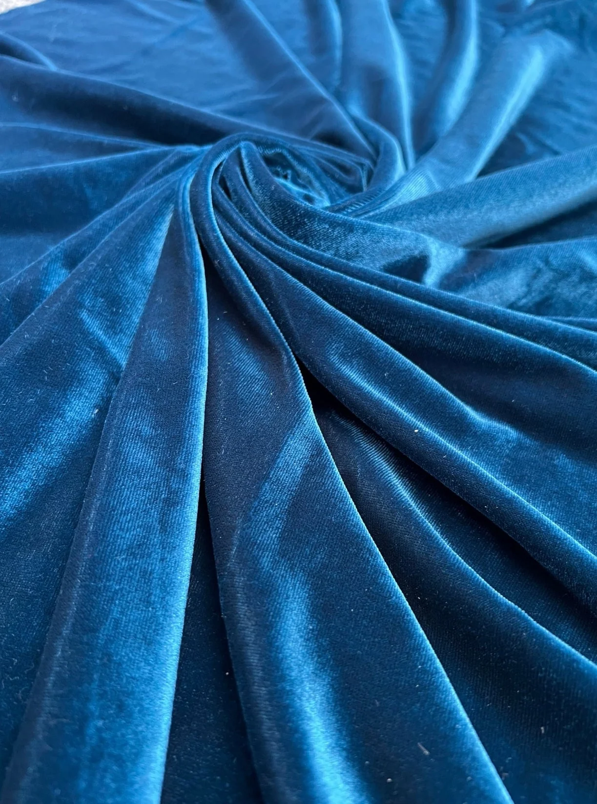 Teal Blue Stretch Velvet - Image 3