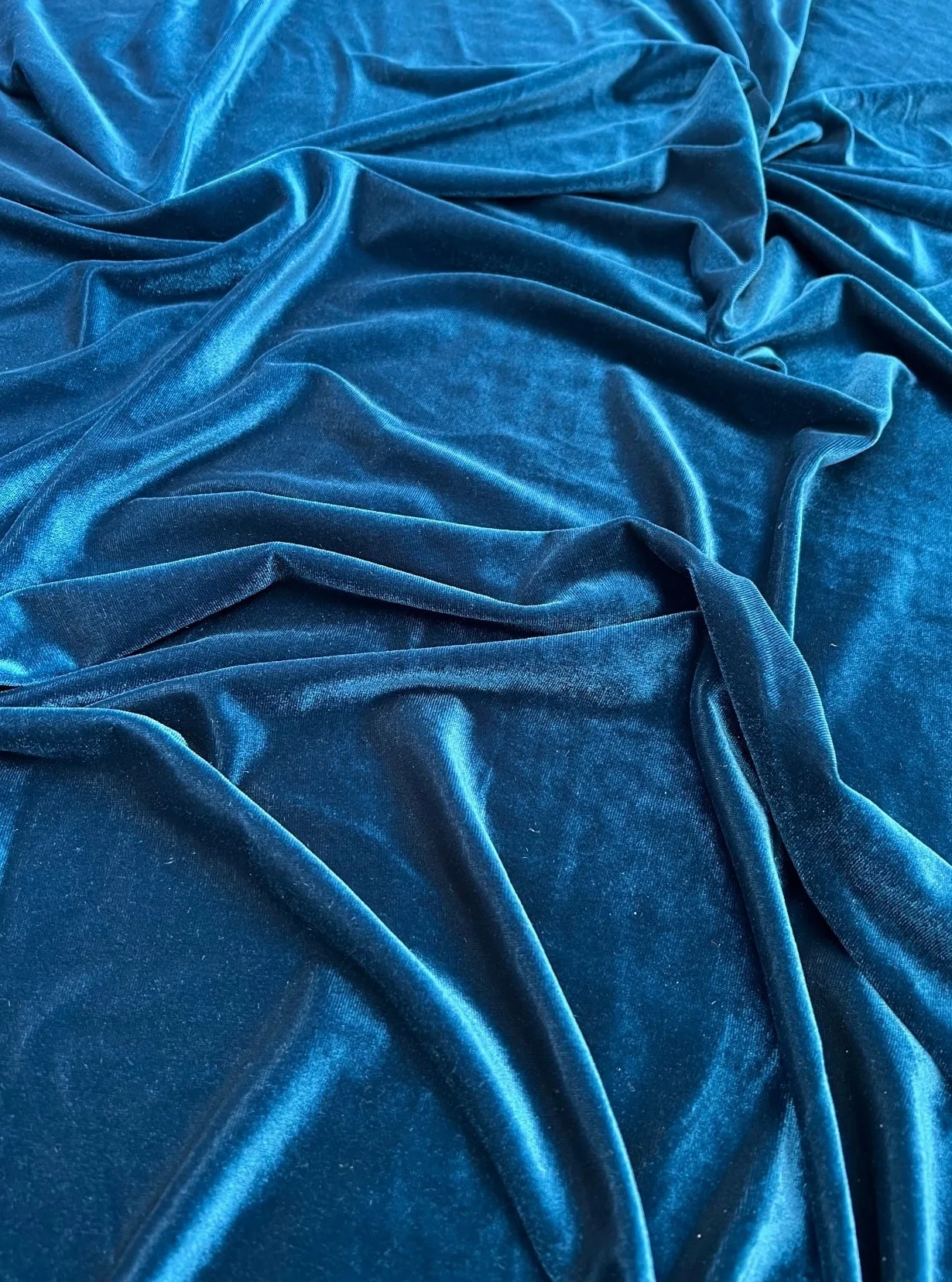 Teal Blue Stretch Velvet - Image 4