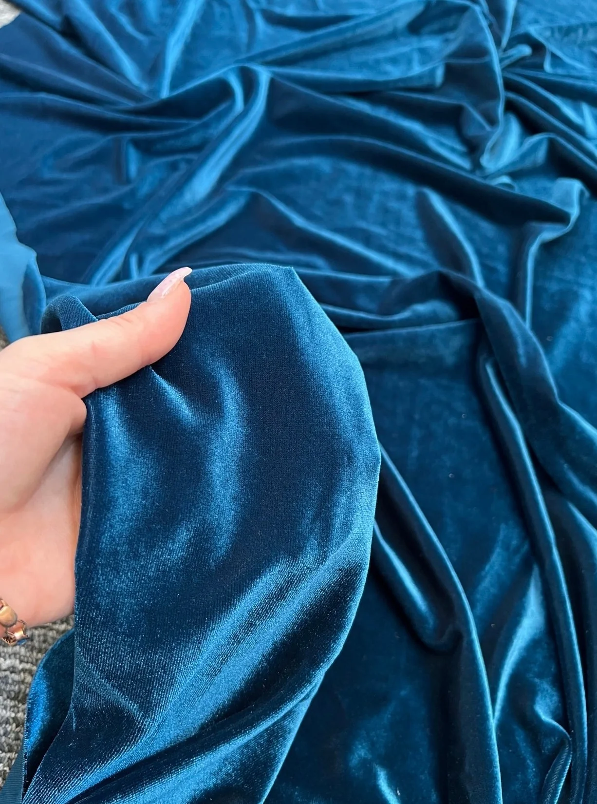 Teal Blue Stretch Velvet - Image 5