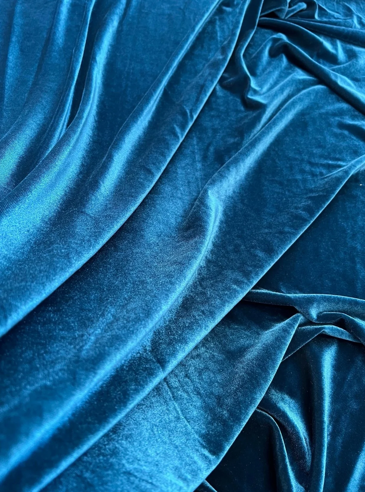Teal Blue Stretch Velvet - Image 7