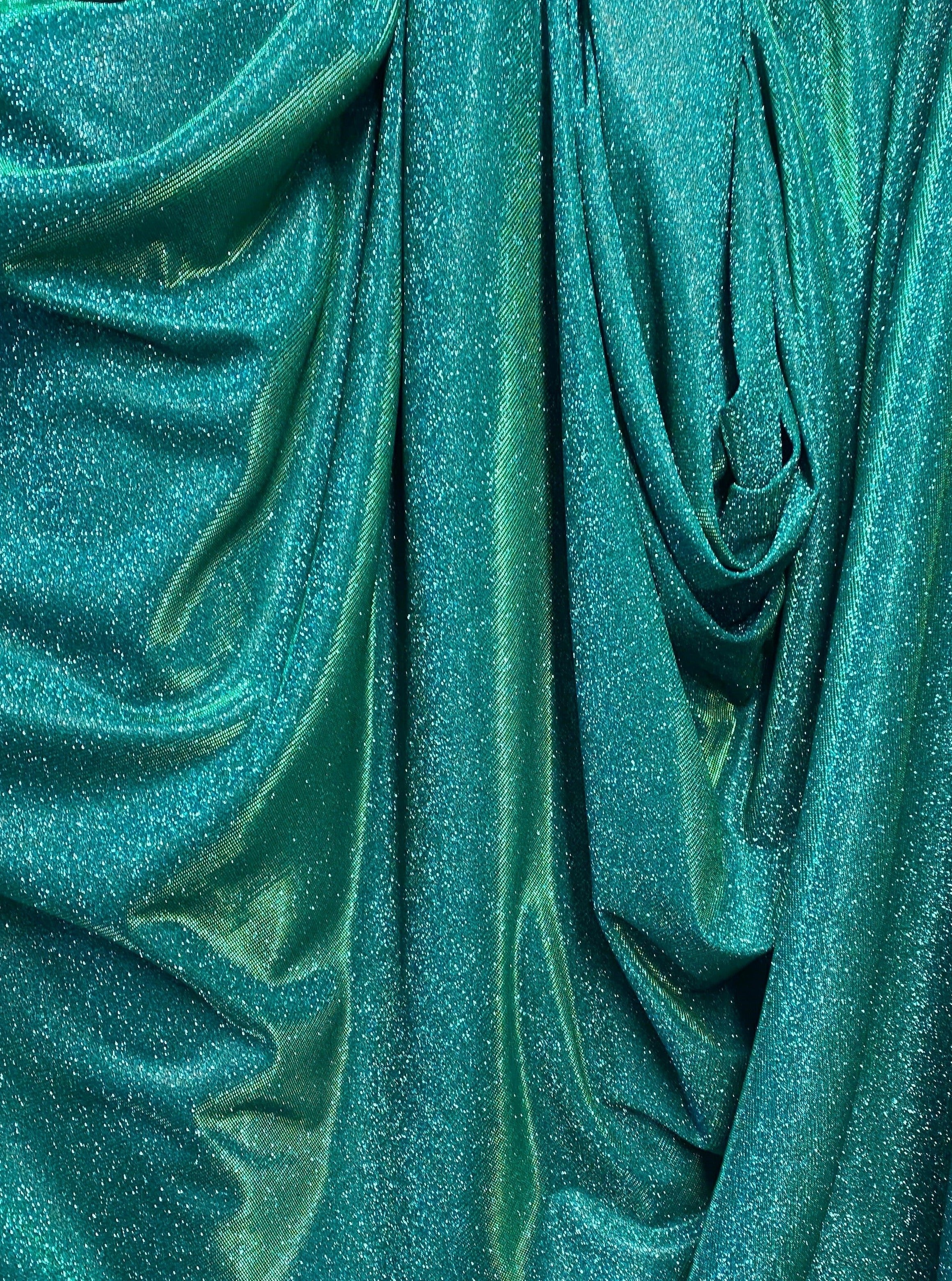Teal Green Stretch Metallic Lurex - Image 5