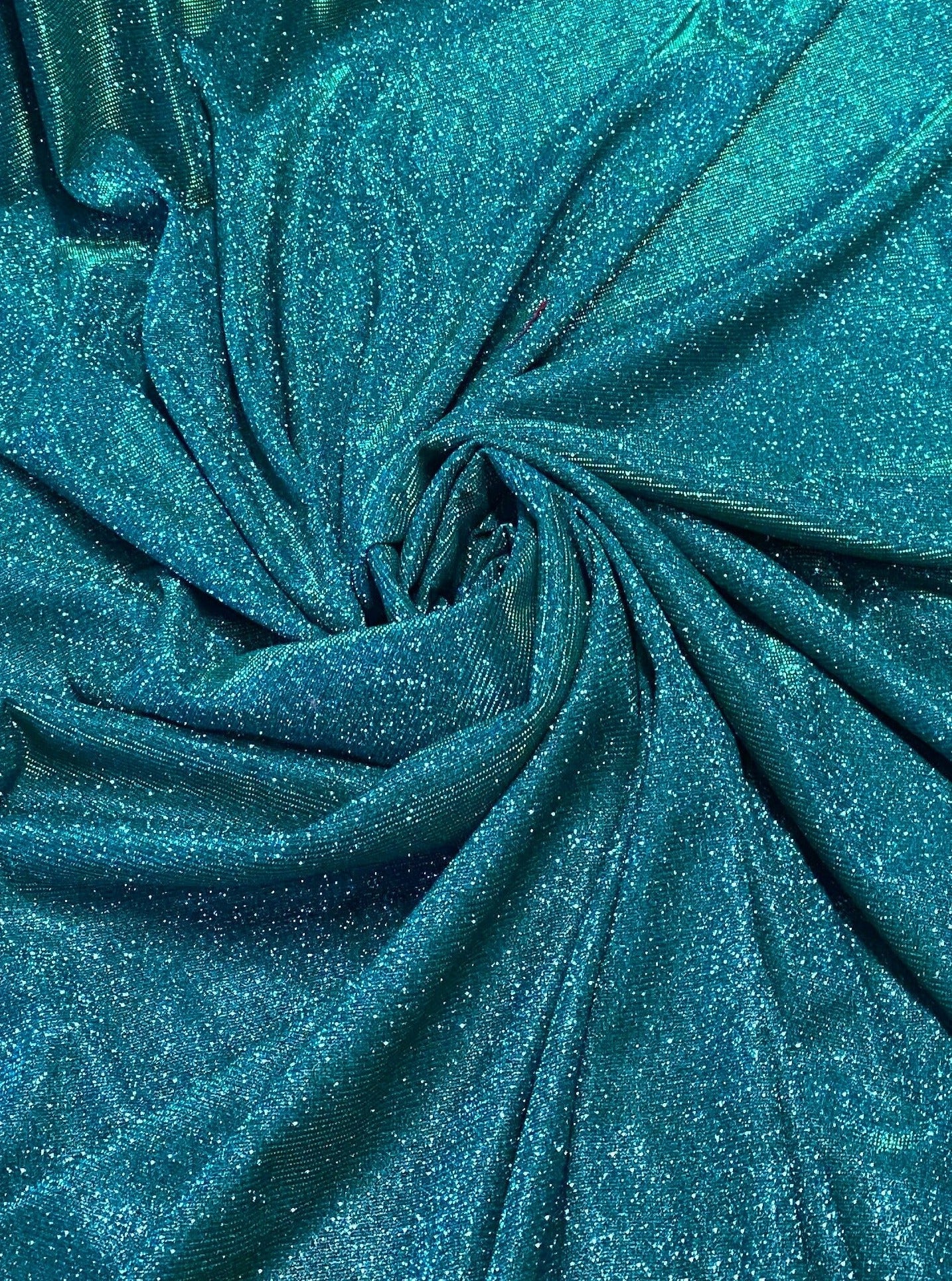 Teal Green Stretch Metallic Lurex - Image 9