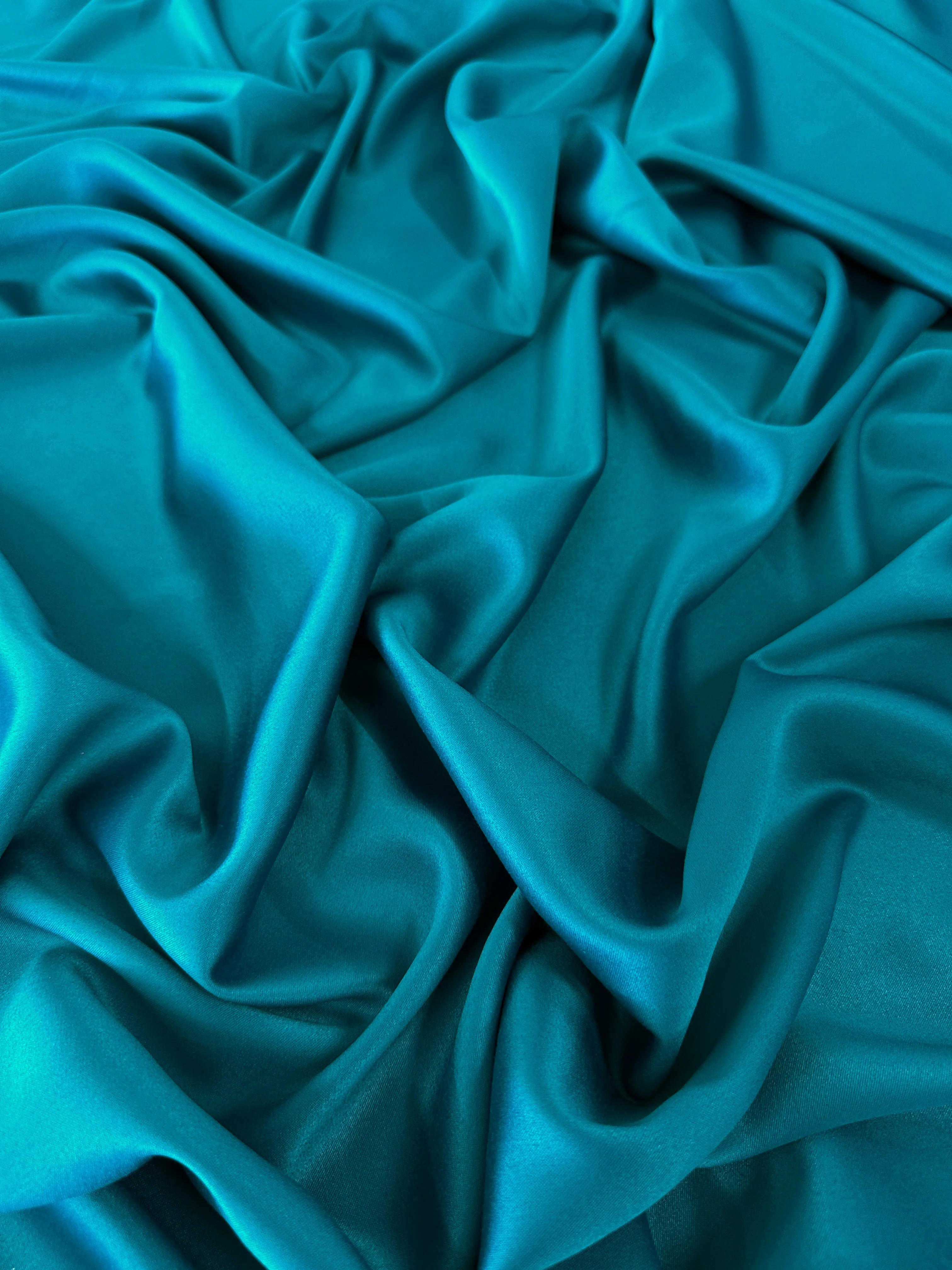 Teal Green Stretch Crepe Back Satin - Image 2