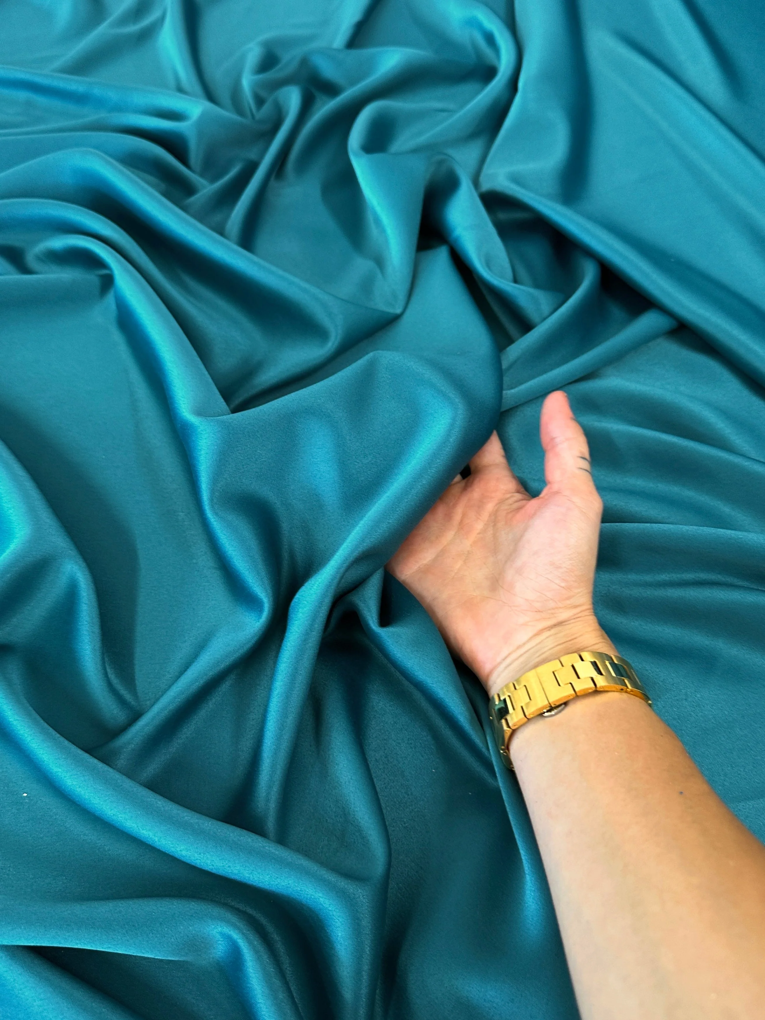 Teal Green Stretch Crepe Back Satin - Image 3