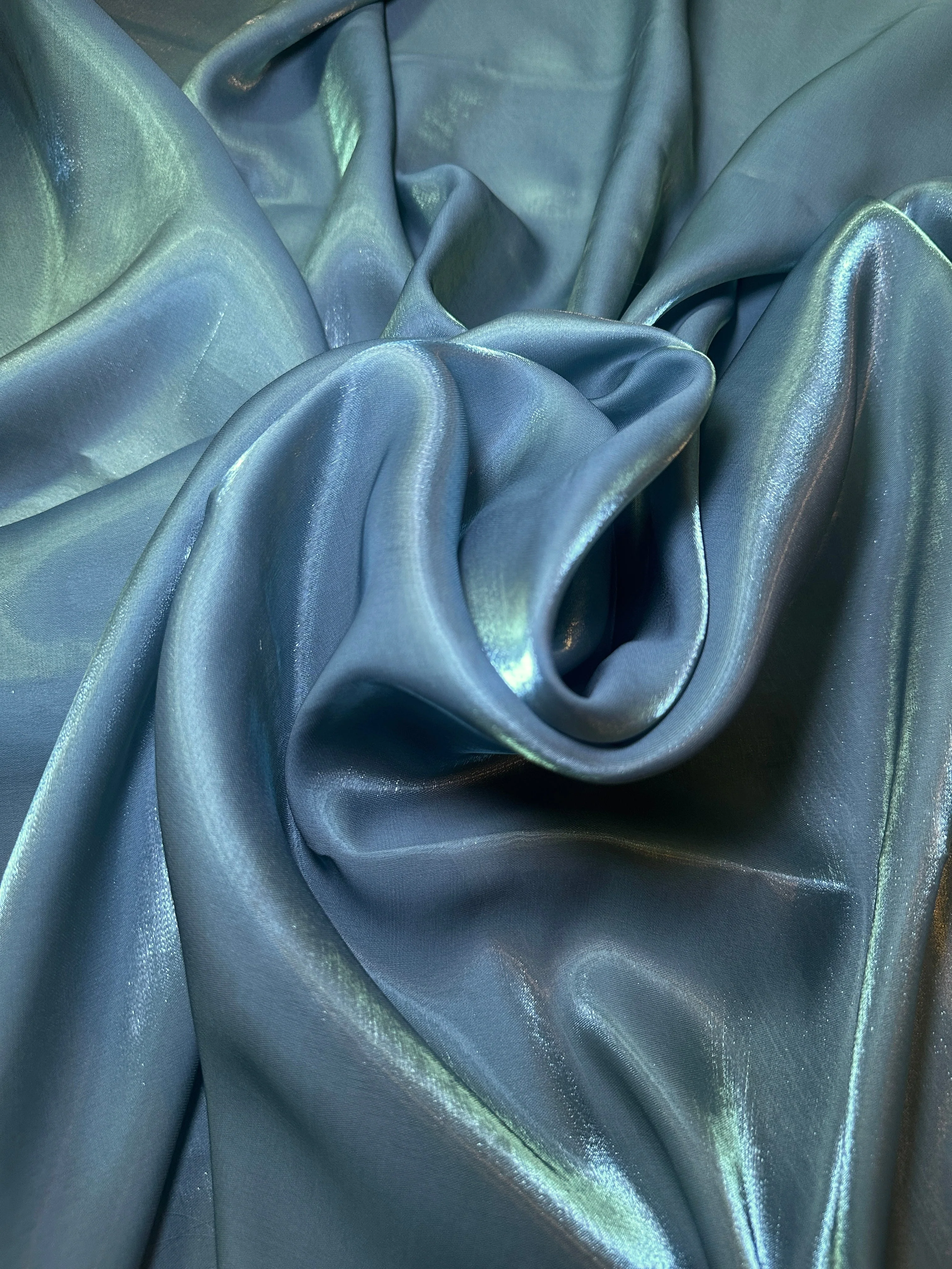 Denim Blue Water Liquid Shimmery Chiffon - Image 3