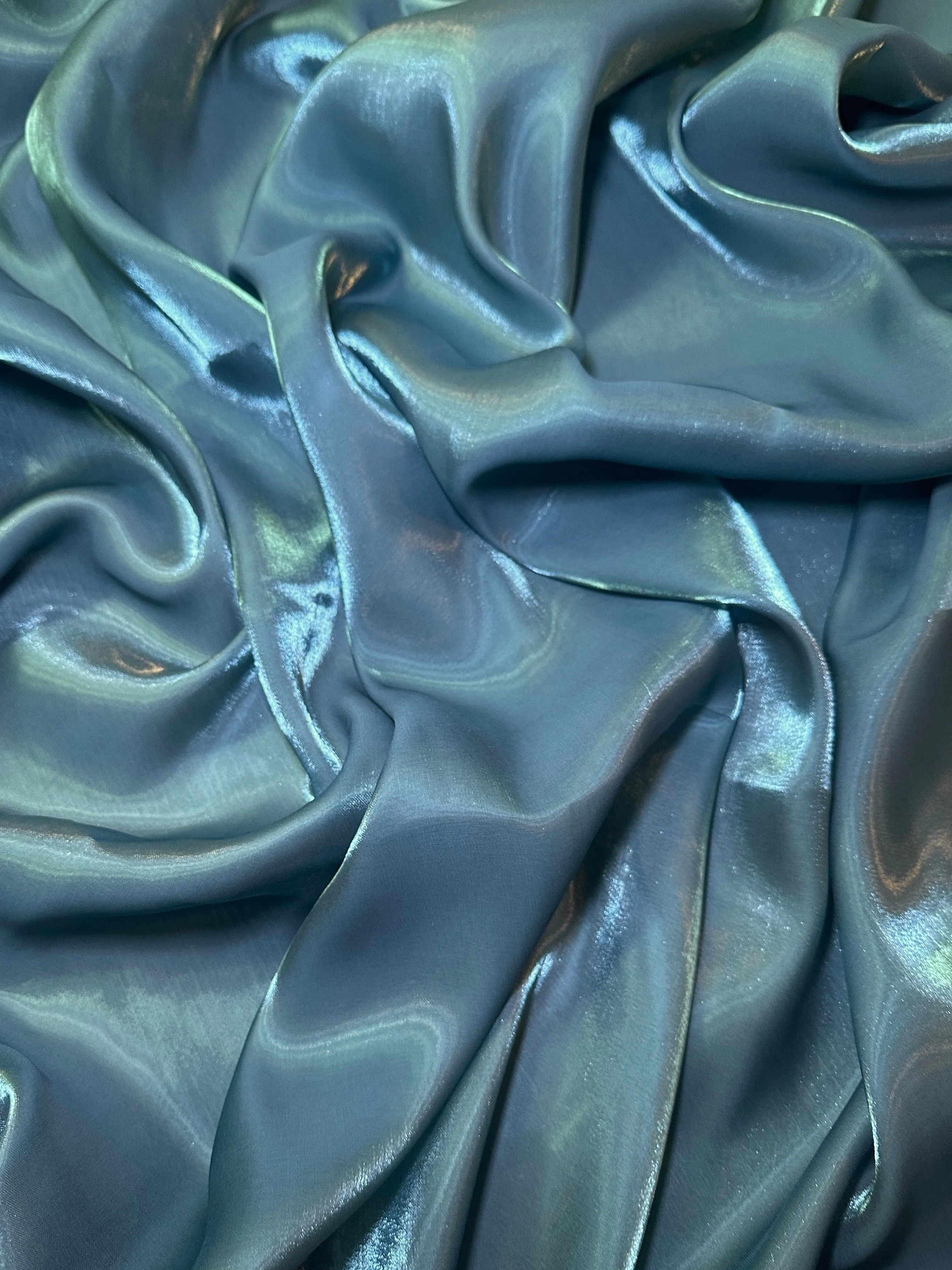 Denim Blue Water Liquid Shimmery Chiffon - Image 4