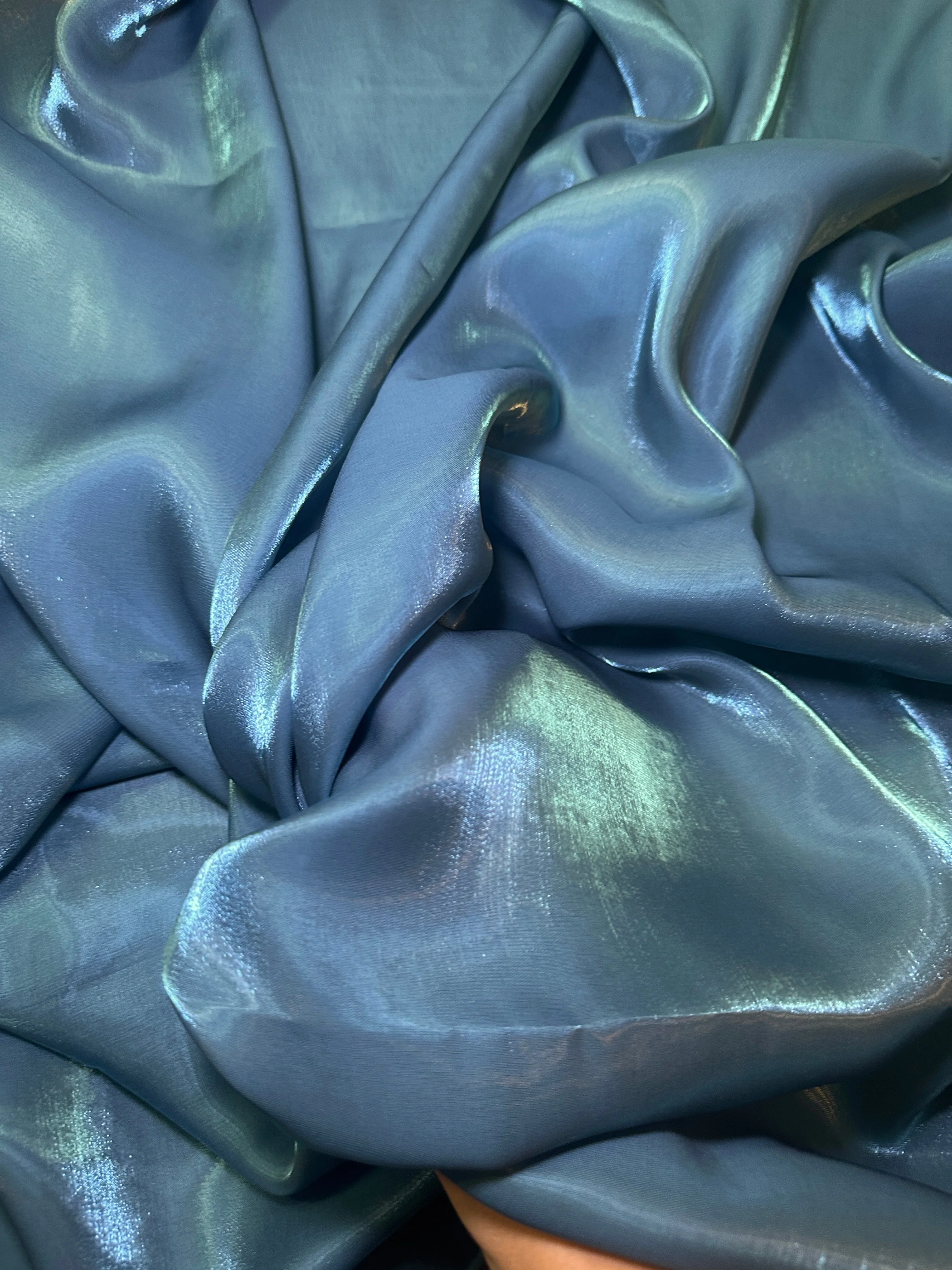 Denim Blue Water Liquid Shimmery Chiffon - Image 5