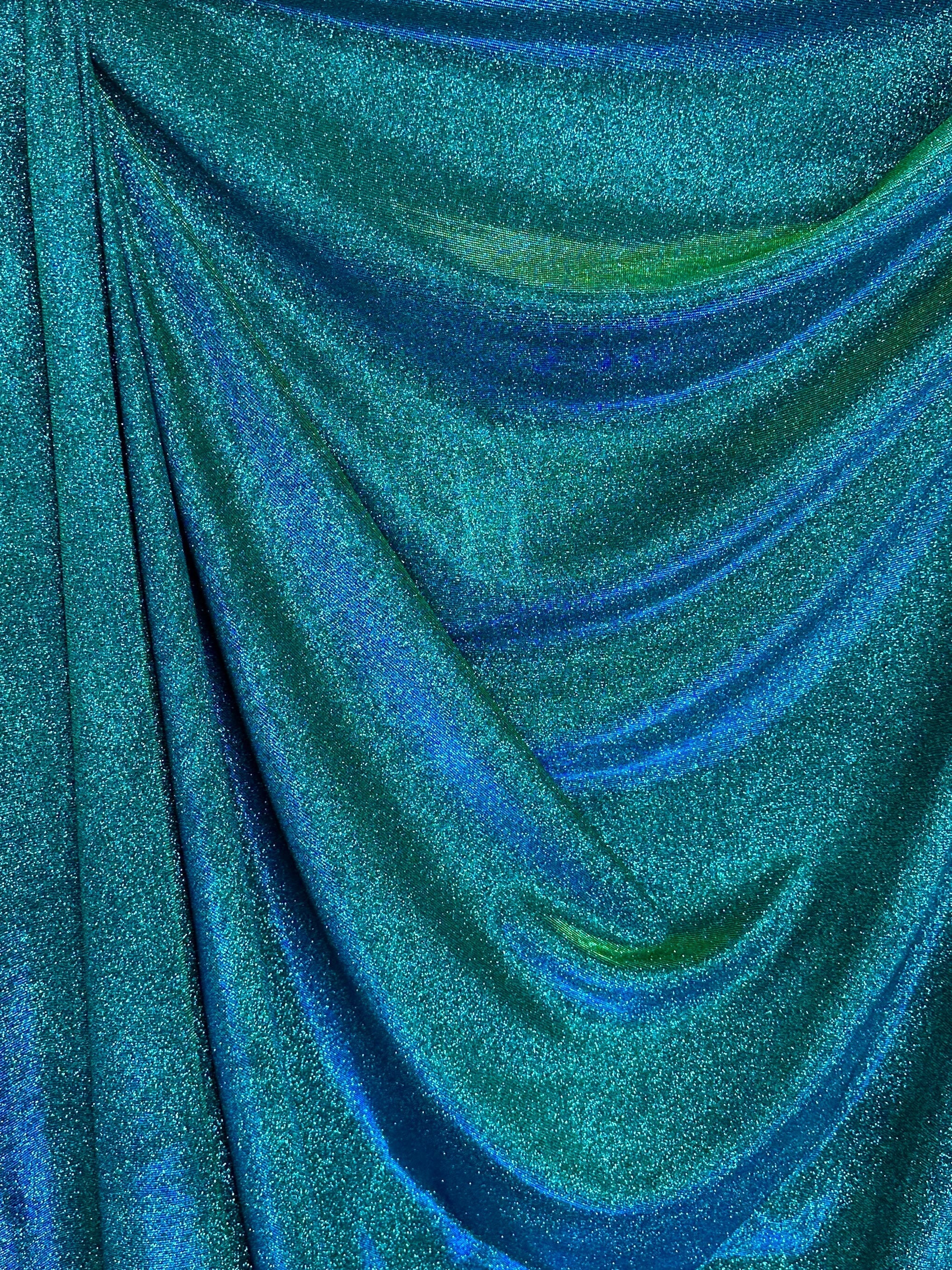 Teal Iridescent Stretch Metallic Lurex