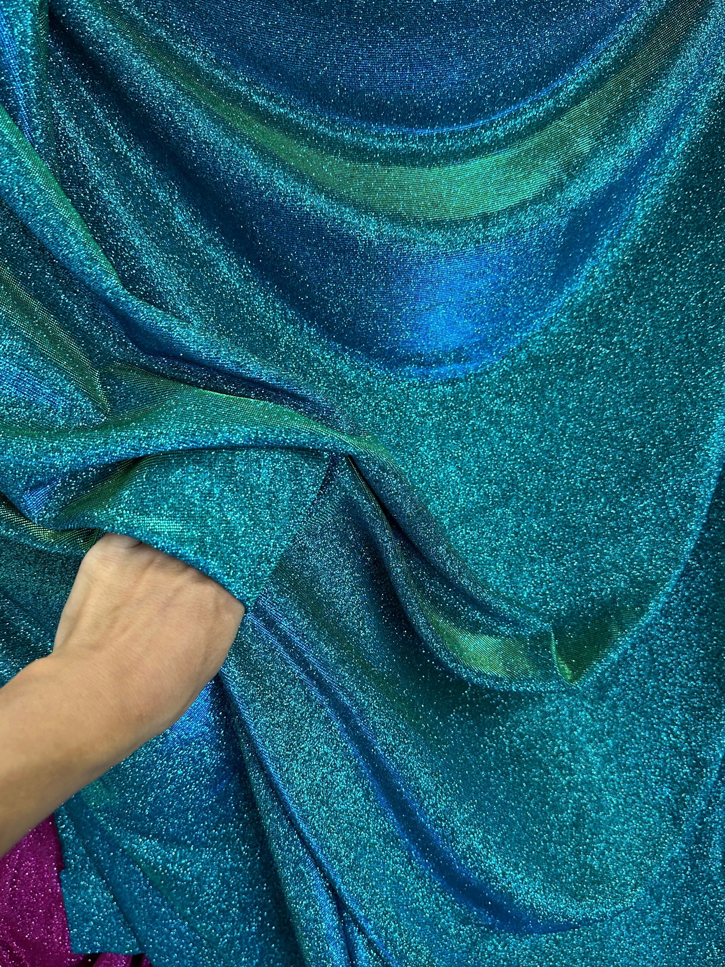 Teal Iridescent Stretch Metallic Lurex - Image 2