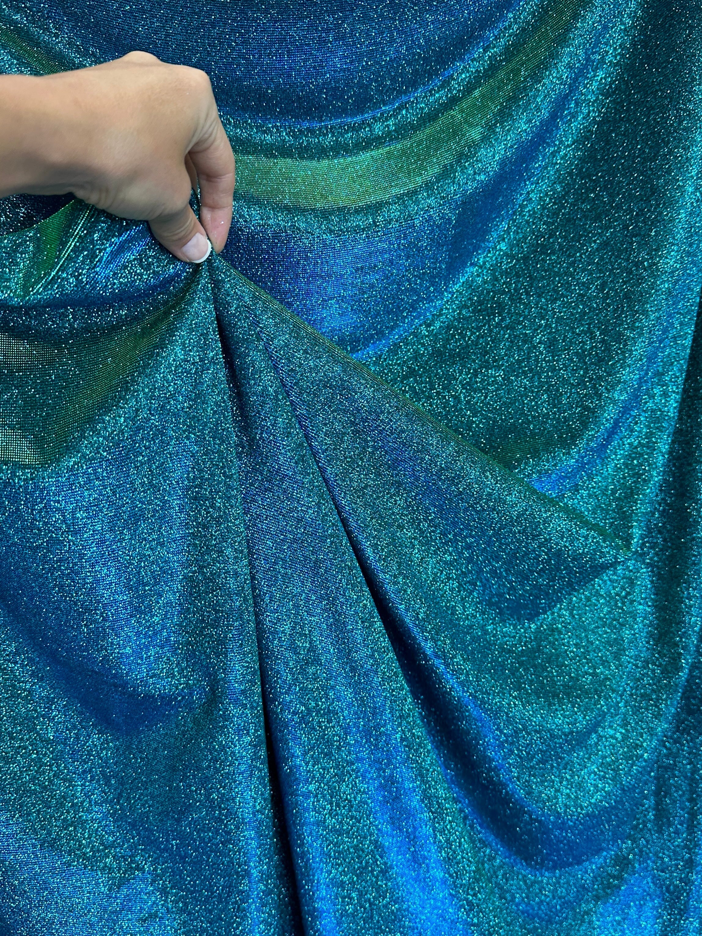 Teal Iridescent Stretch Metallic Lurex - Image 3