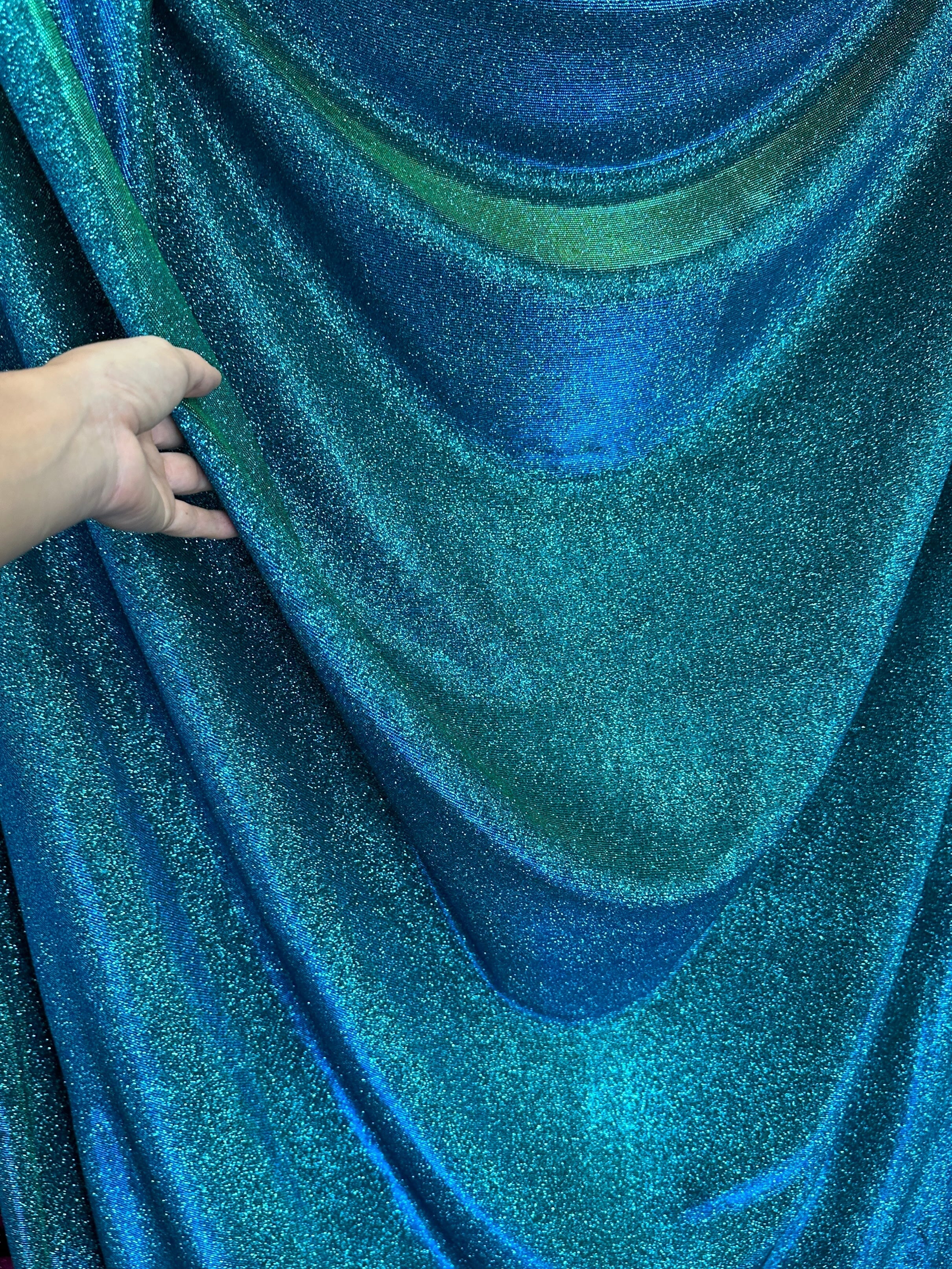 Teal Iridescent Stretch Metallic Lurex - Image 4