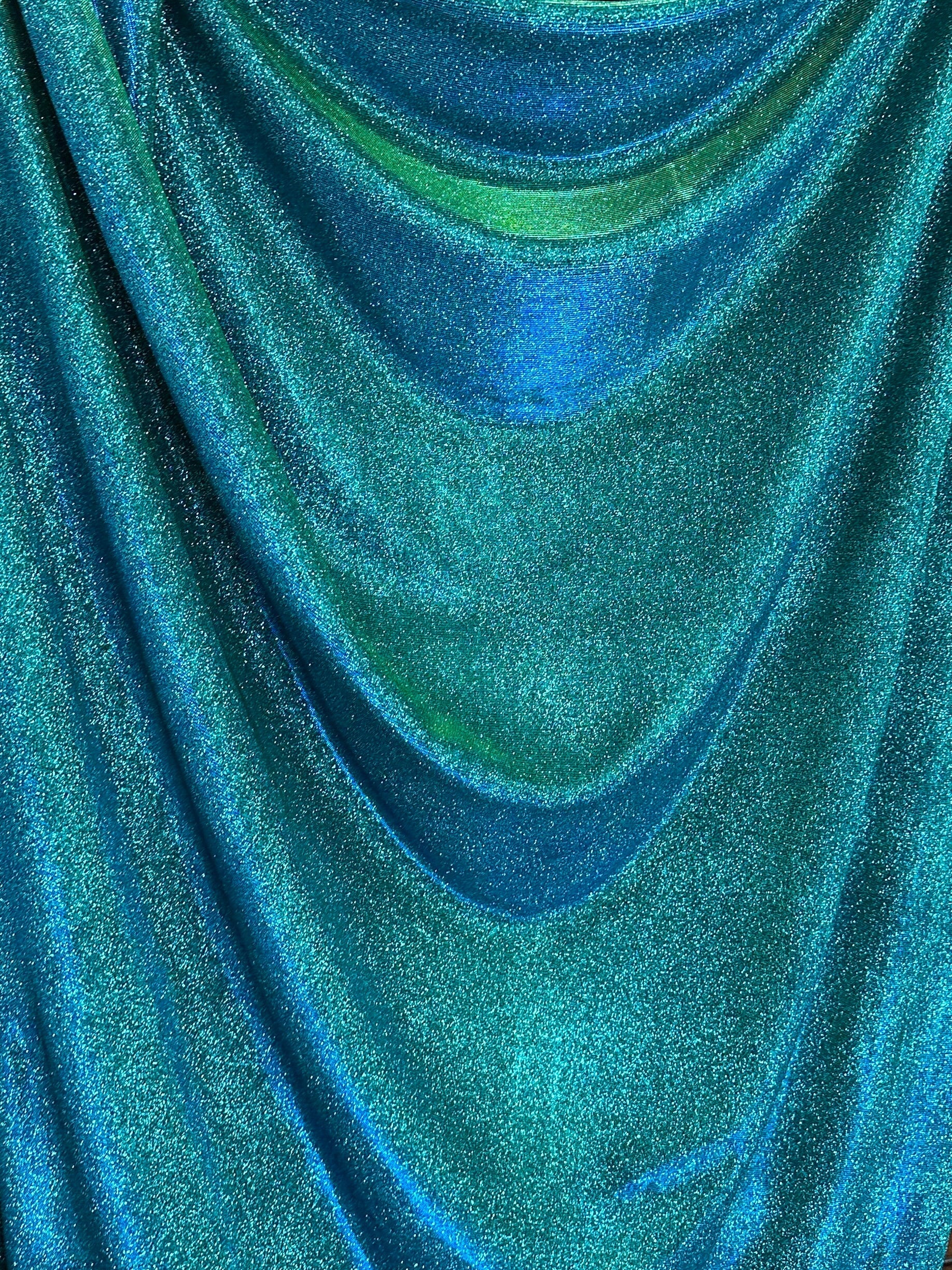 Teal Iridescent Stretch Metallic Lurex - Image 5