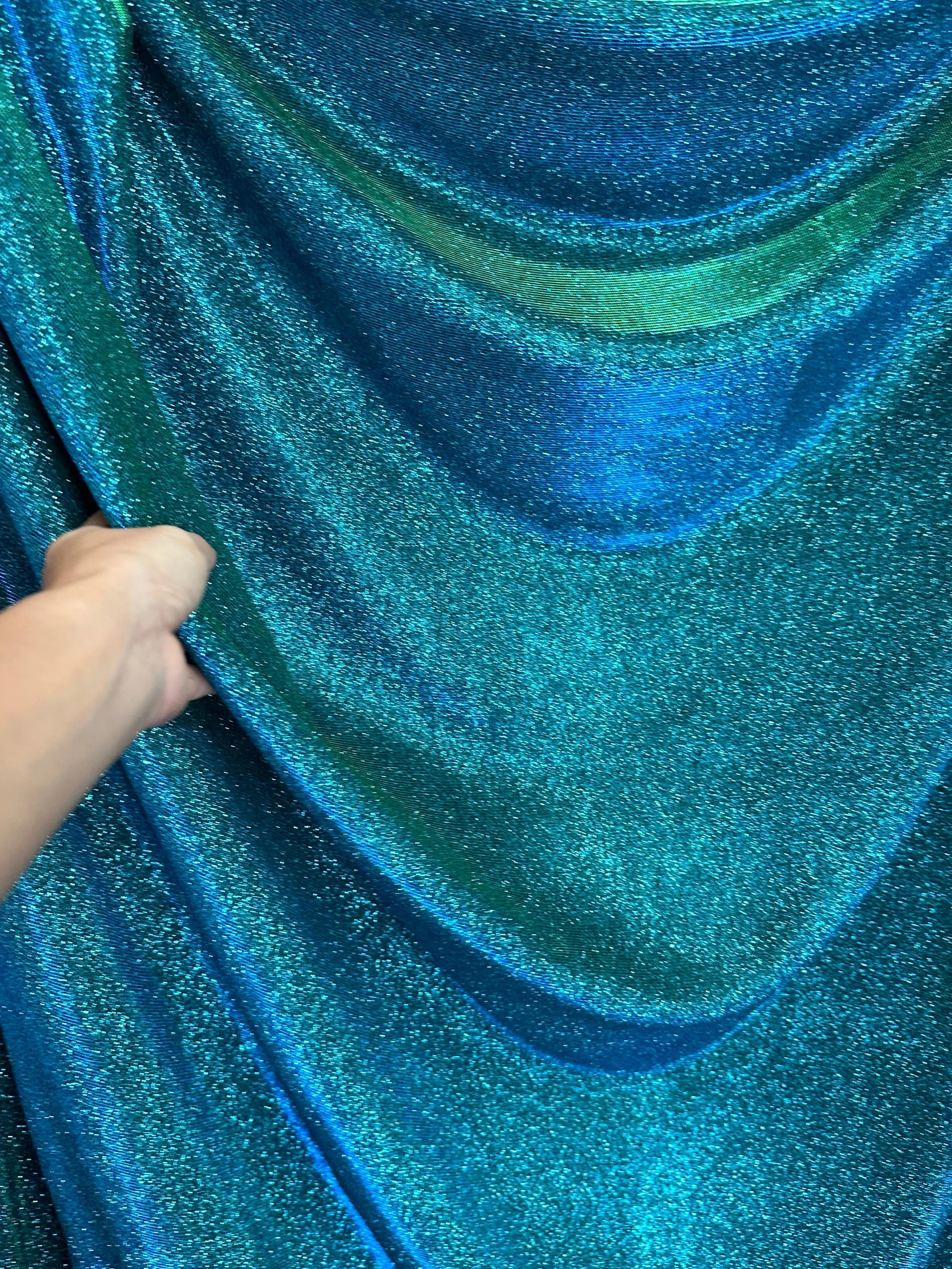 Teal Iridescent Stretch Metallic Lurex - Image 6