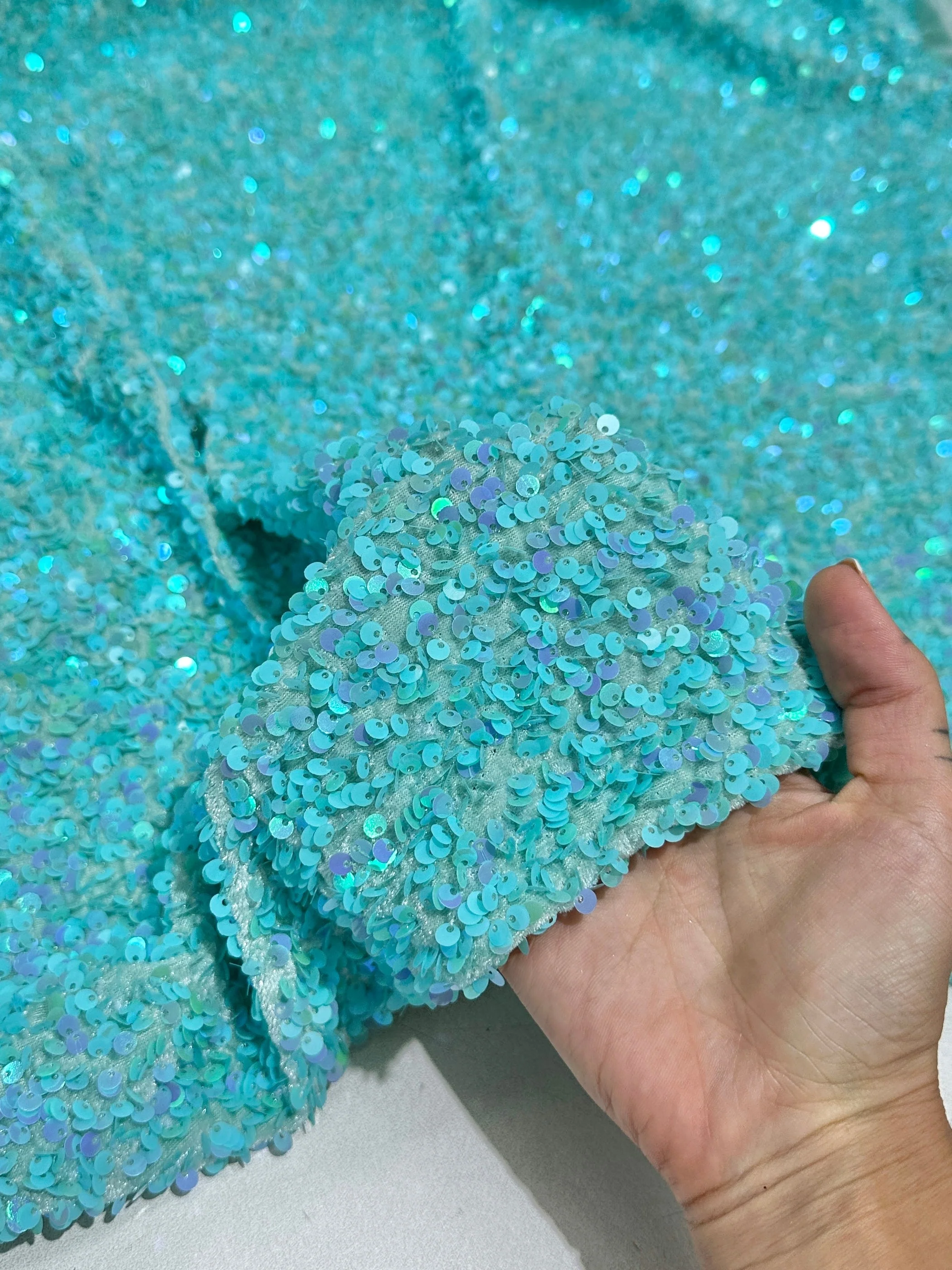 Tiffany Blue Sequin on Velvet - Image 8