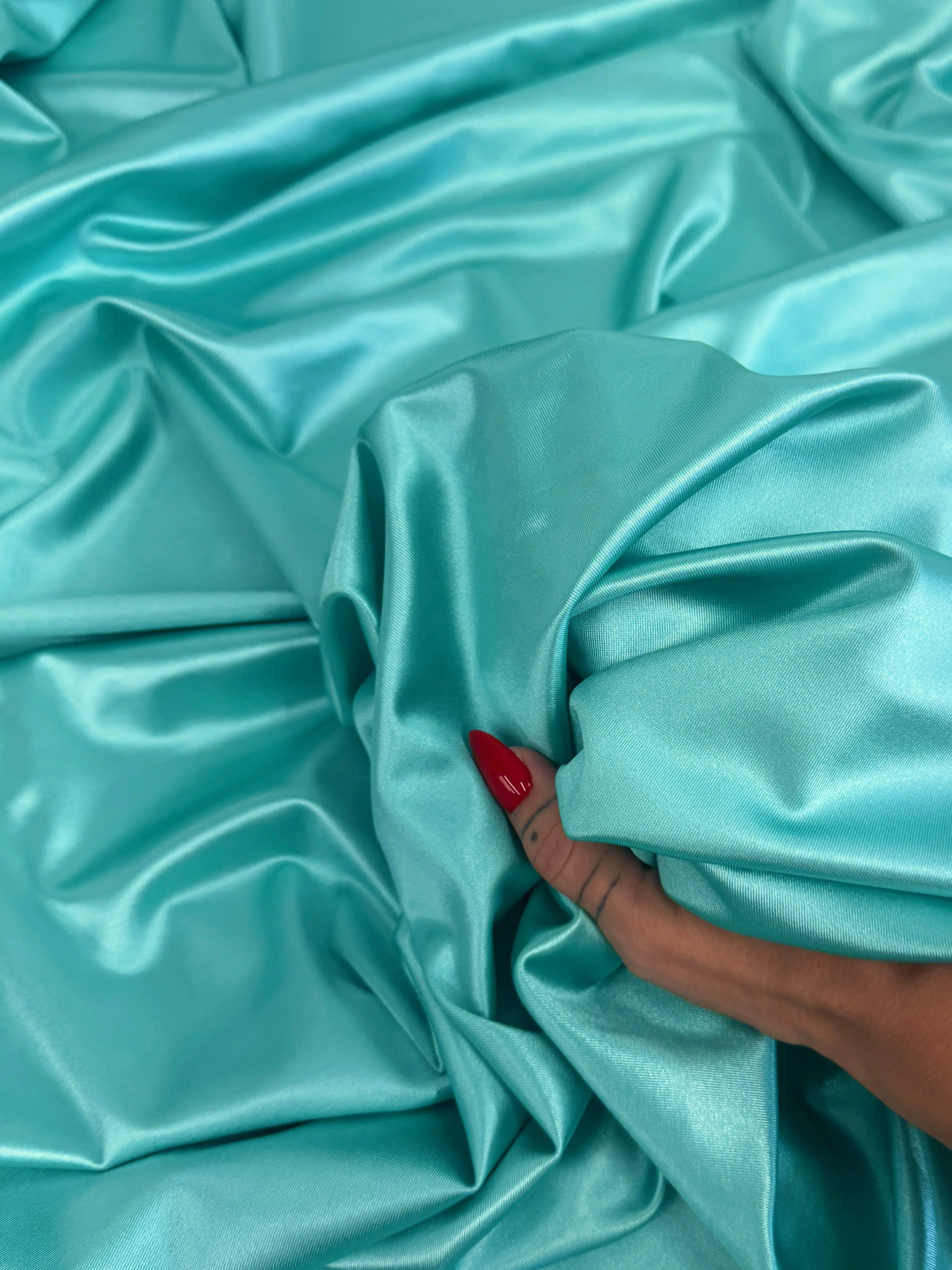Tiffany Blue Shiny Nylon Spandex - Image 3