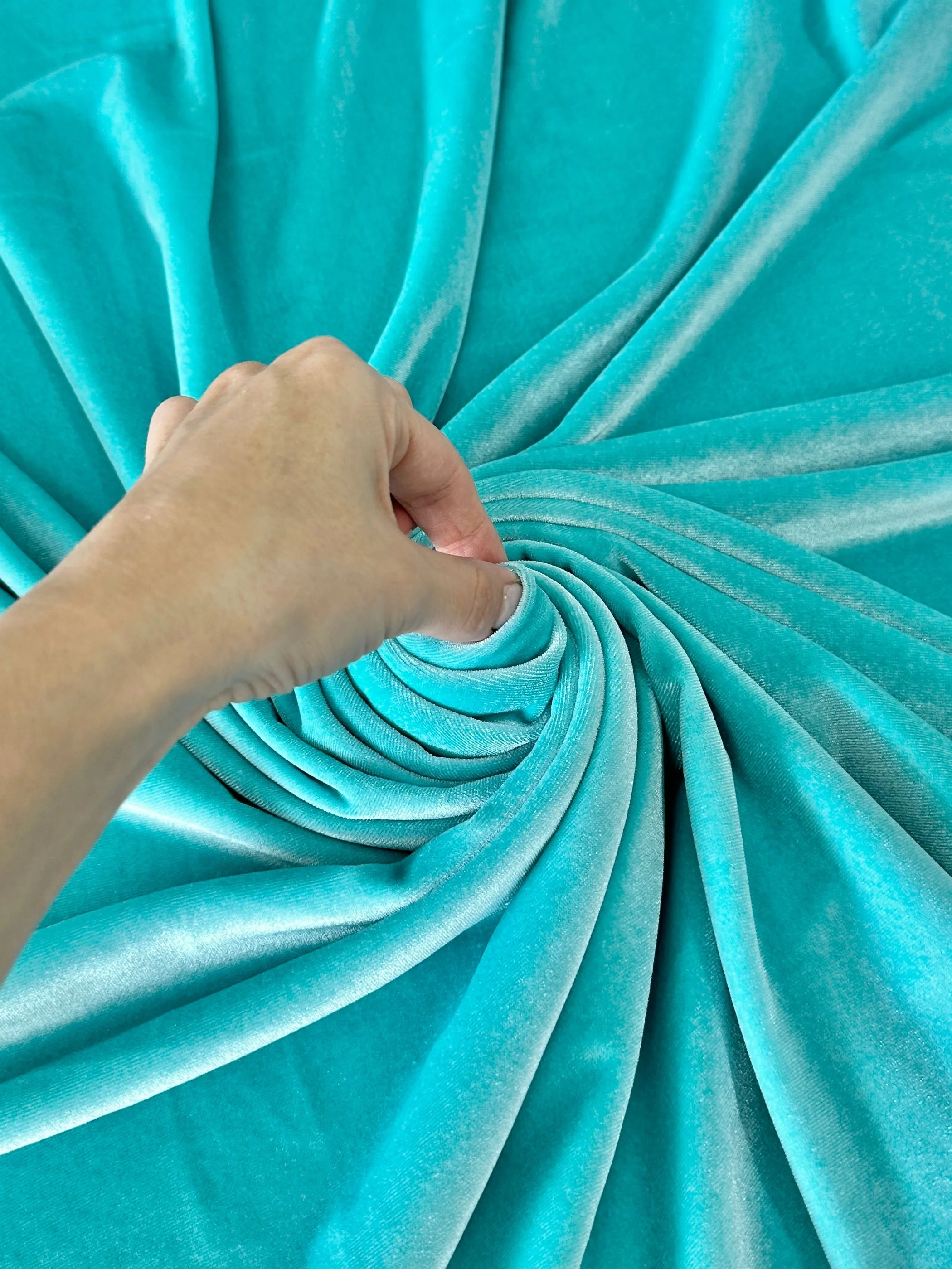 Tiffany Blue Stretch Velvet - Image 3