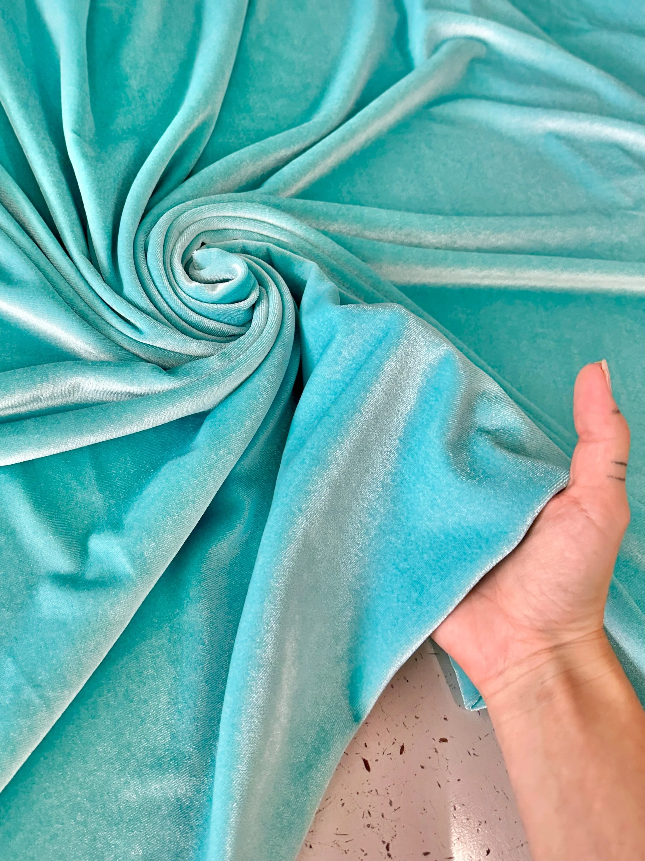Tiffany Blue Stretch Velvet - Image 5