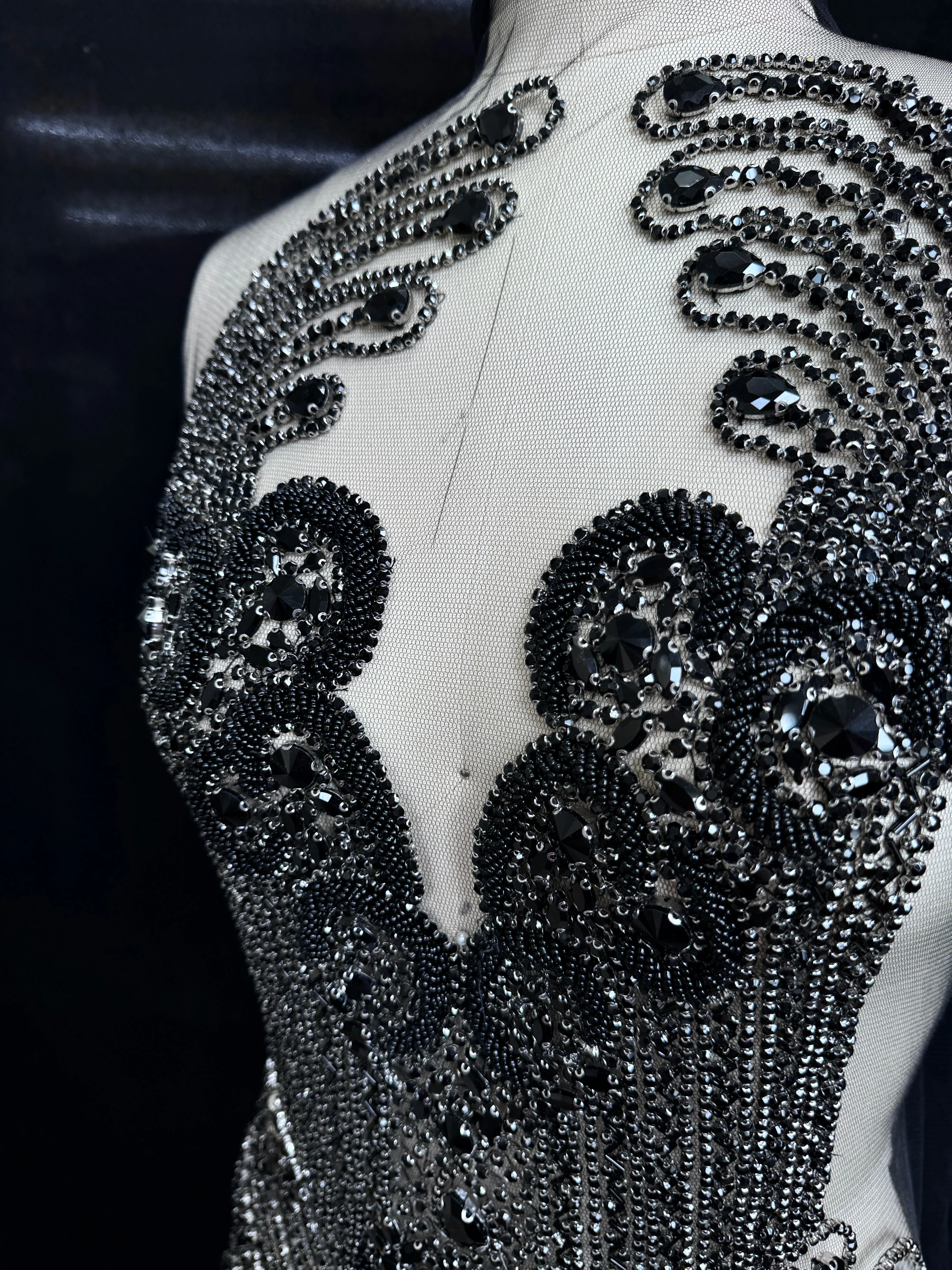 Tina Black Rhinestones Bodice Applique - Image 5