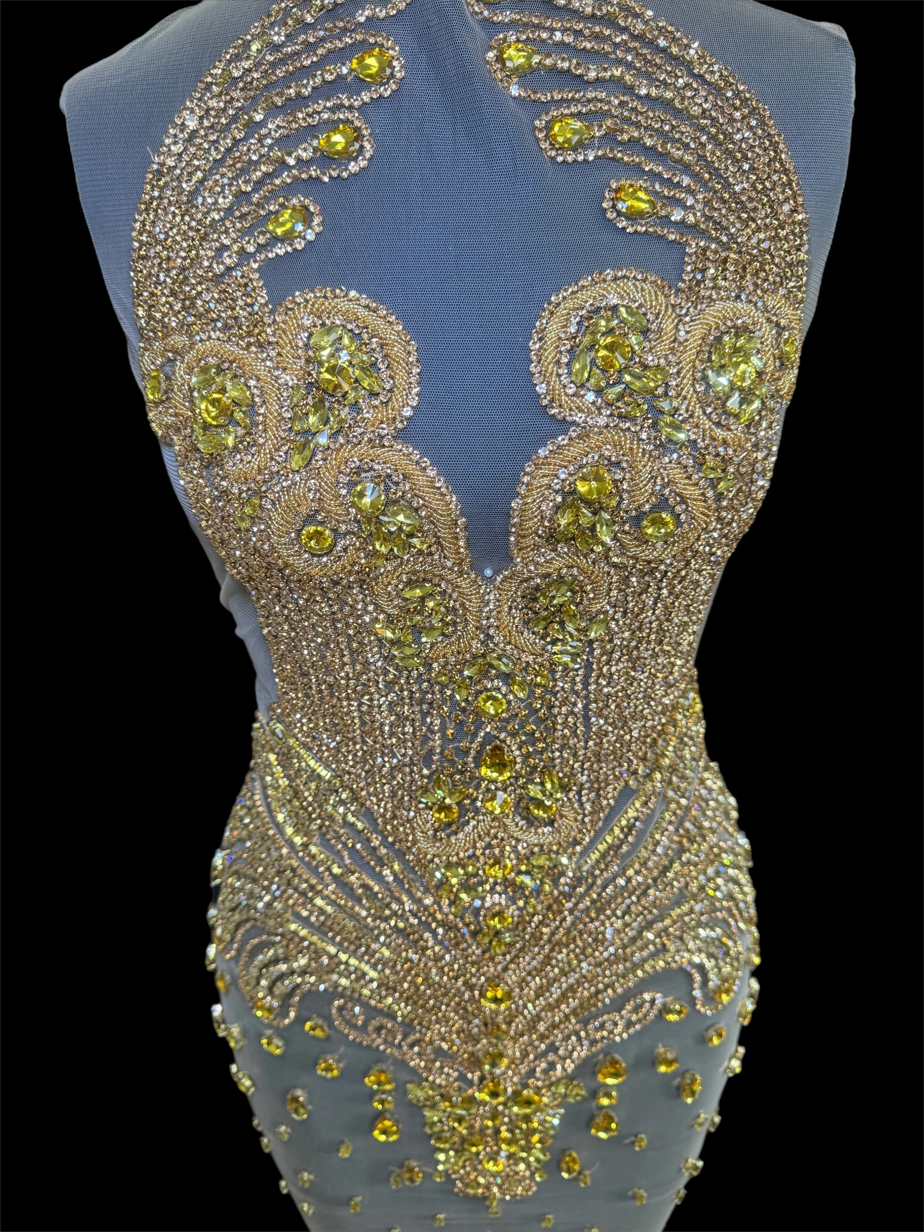 Tina Gold Rhinestone Bodice Applique - Image 3
