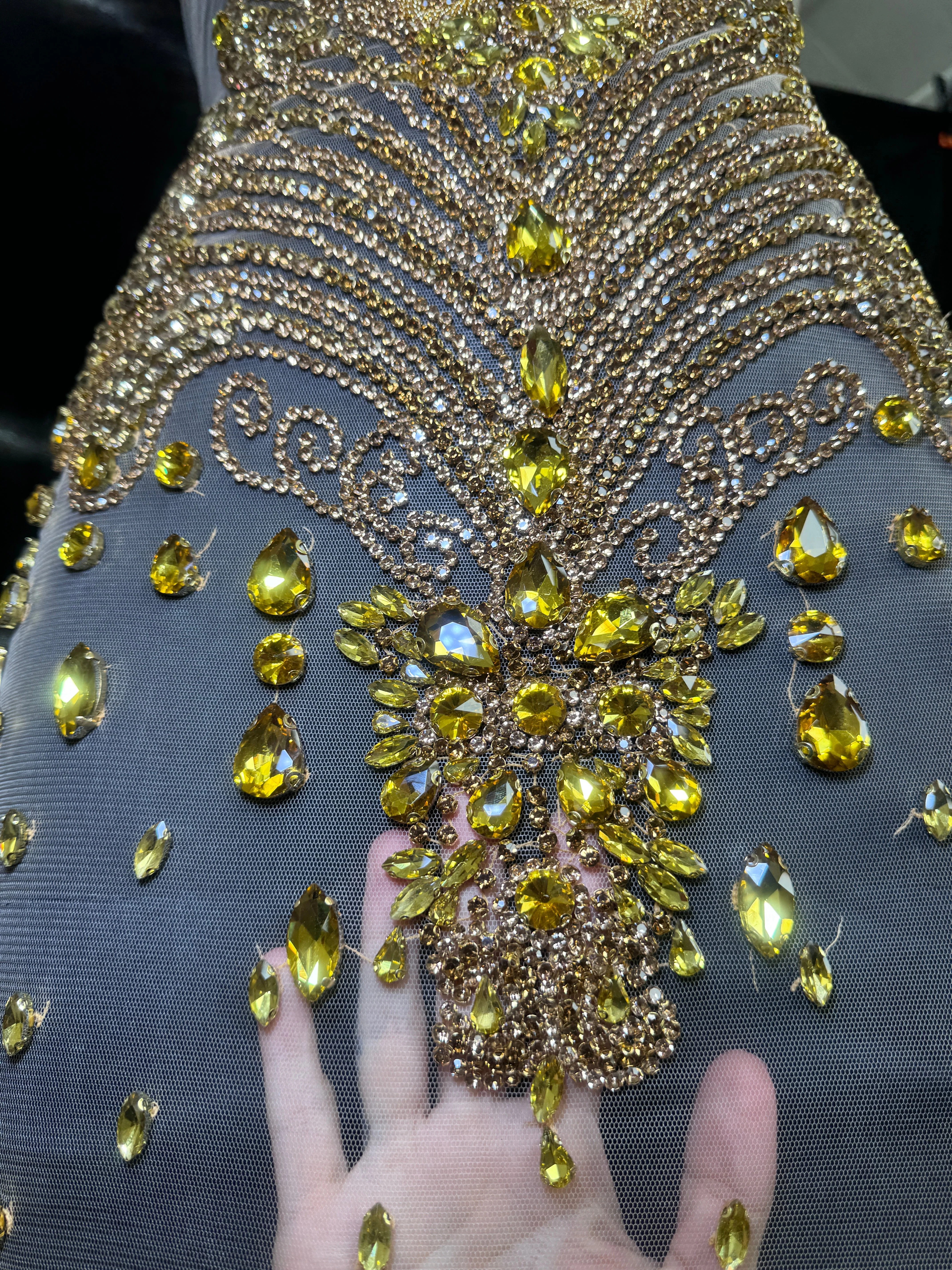 Tina Gold Rhinestone Bodice Applique - Image 4