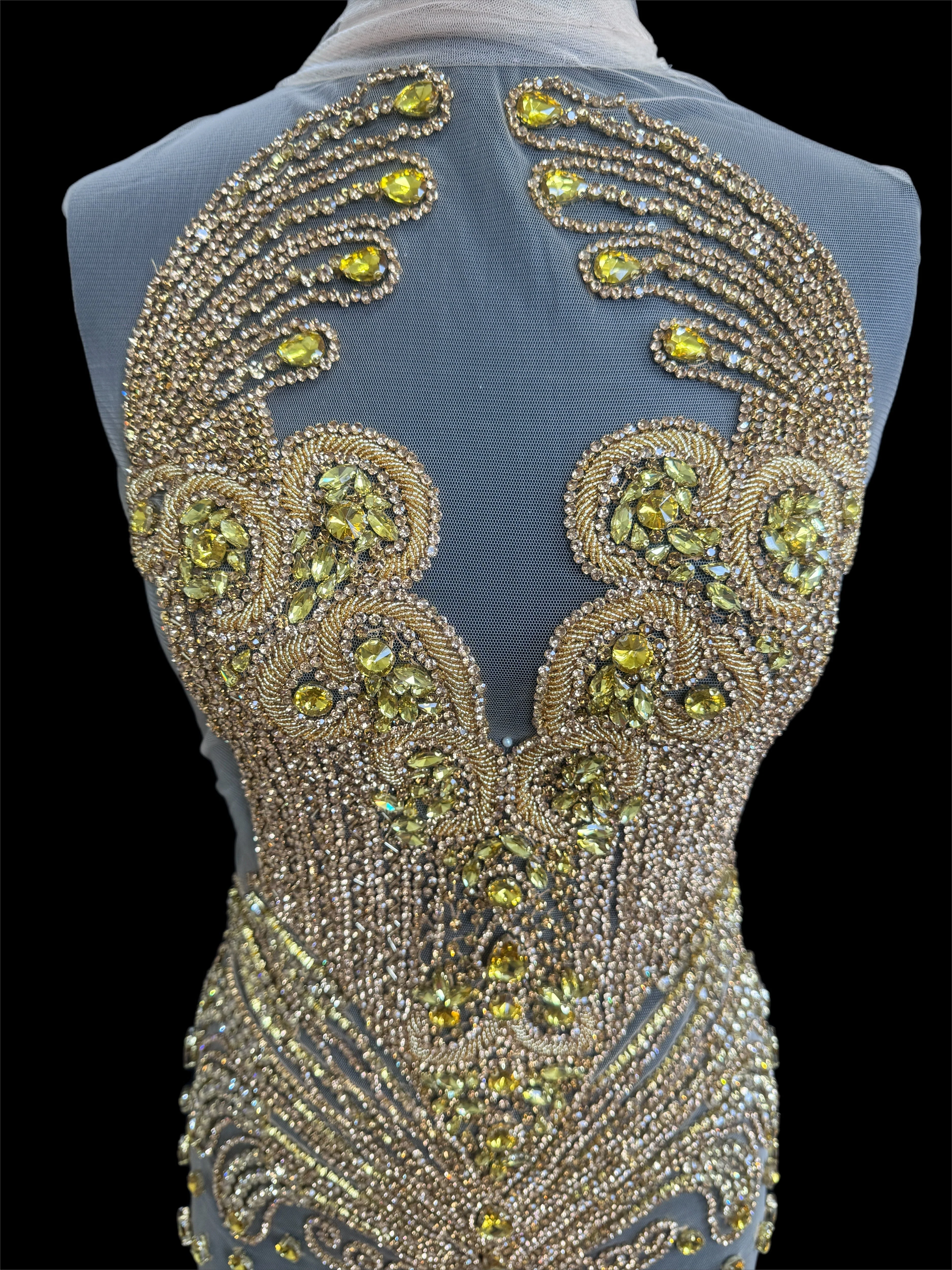 Tina Gold Rhinestone Bodice Applique - Image 5