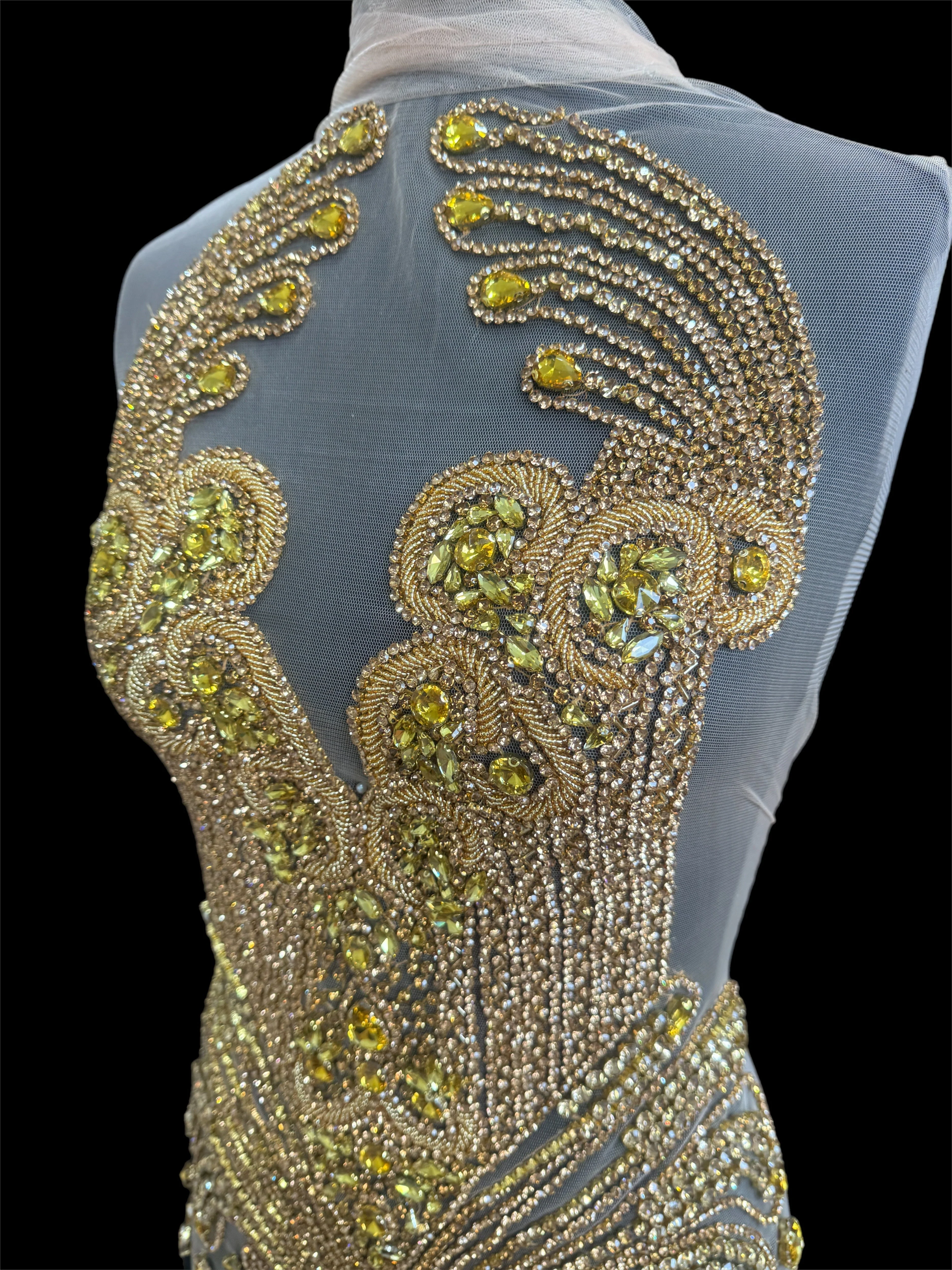 Tina Gold Rhinestone Bodice Applique - Image 6
