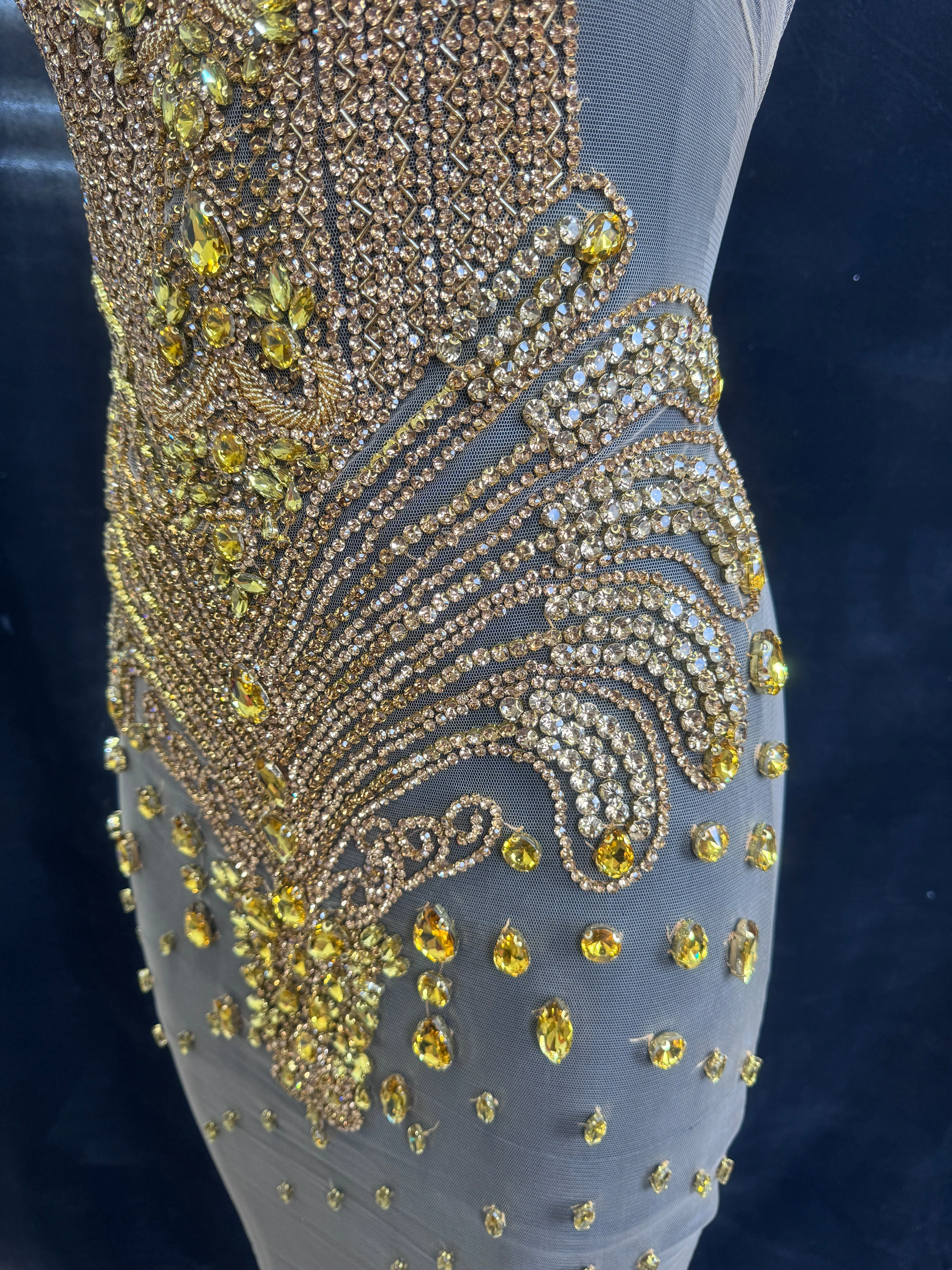 Tina Gold Rhinestone Bodice Applique - Image 7
