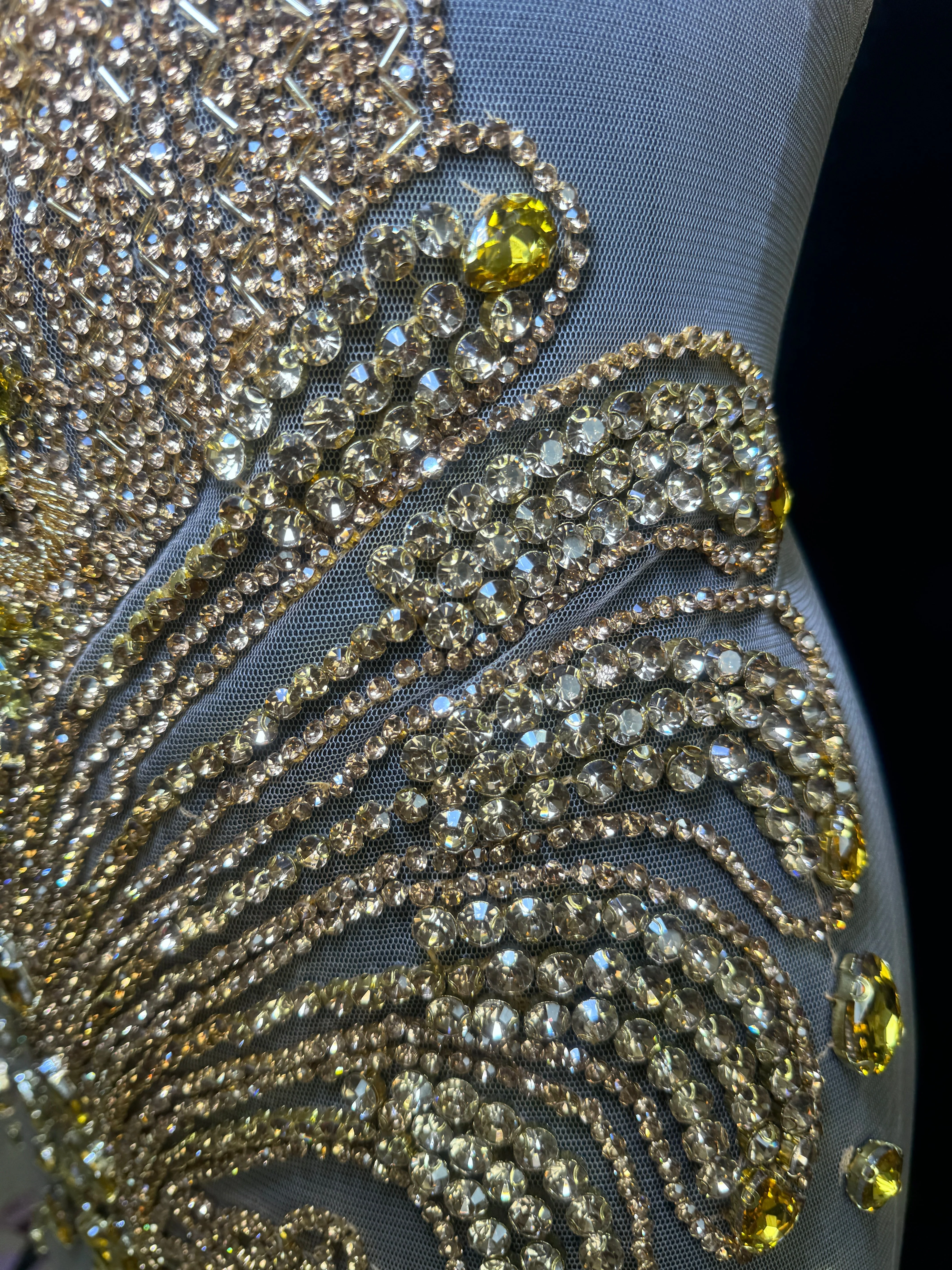 Tina Gold Rhinestone Bodice Applique - Image 8