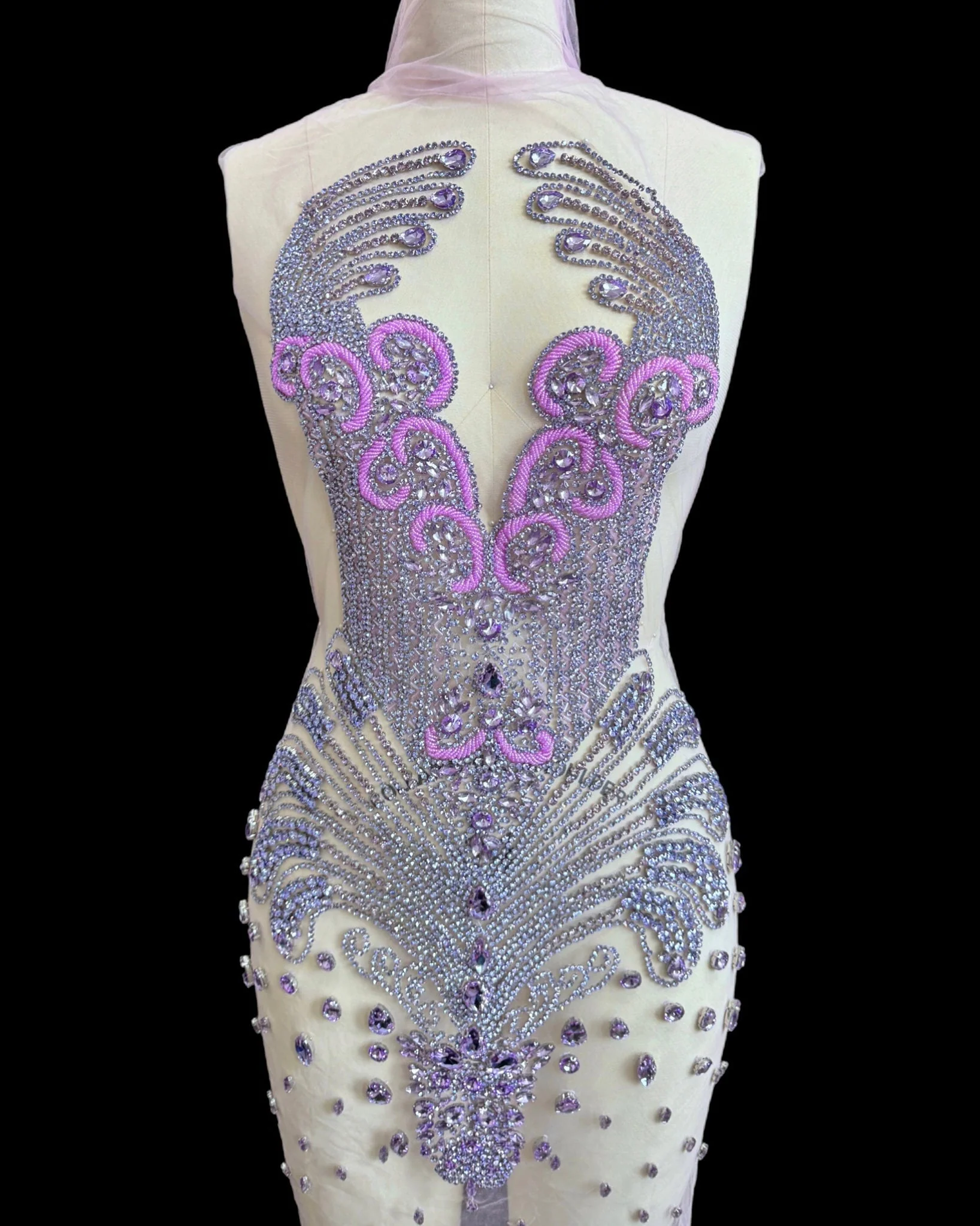 Tina Lavender Rhinestones Bodice Applique