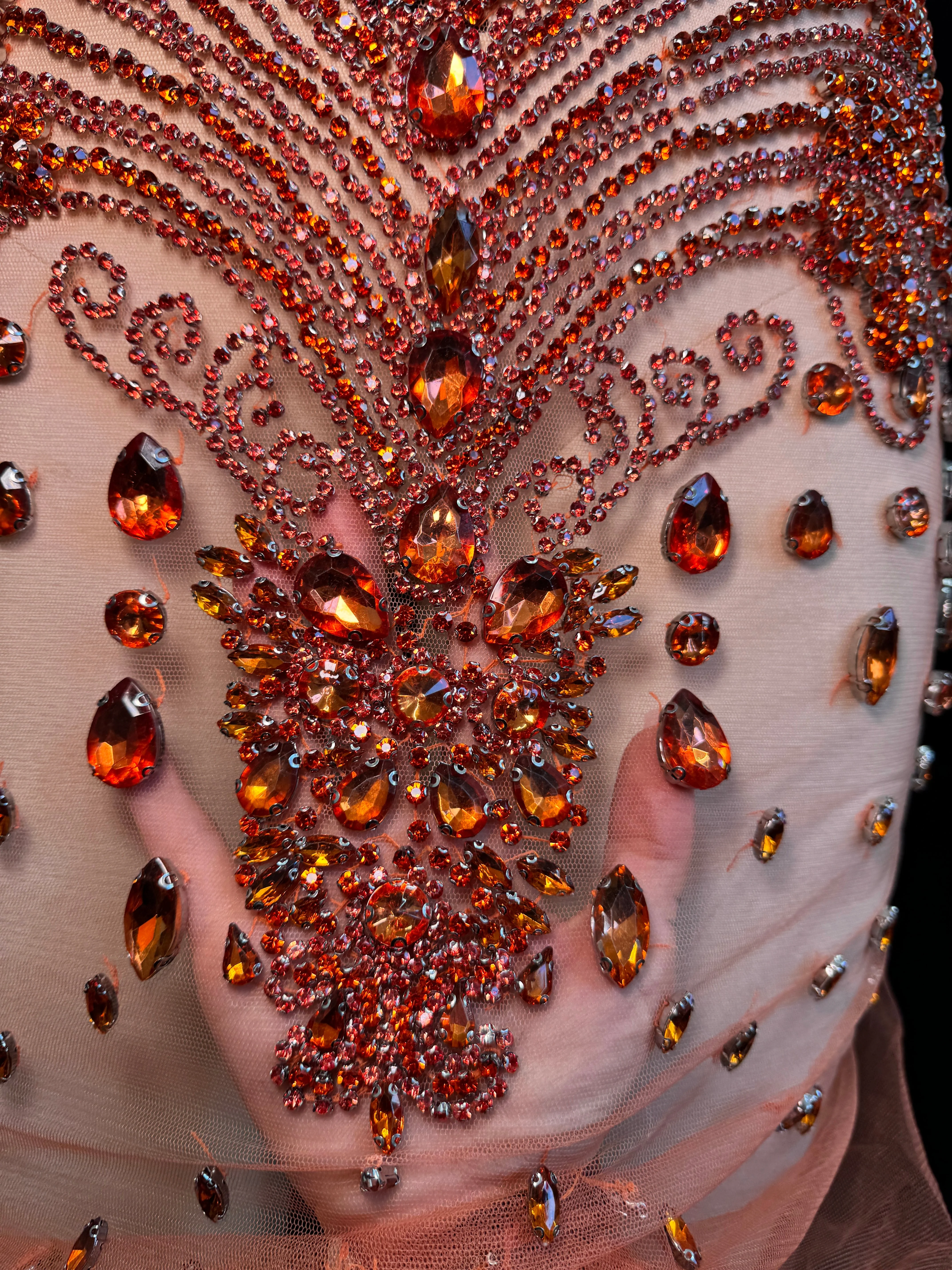 Tina Orange Rhinestones Bodice Applique - Image 4