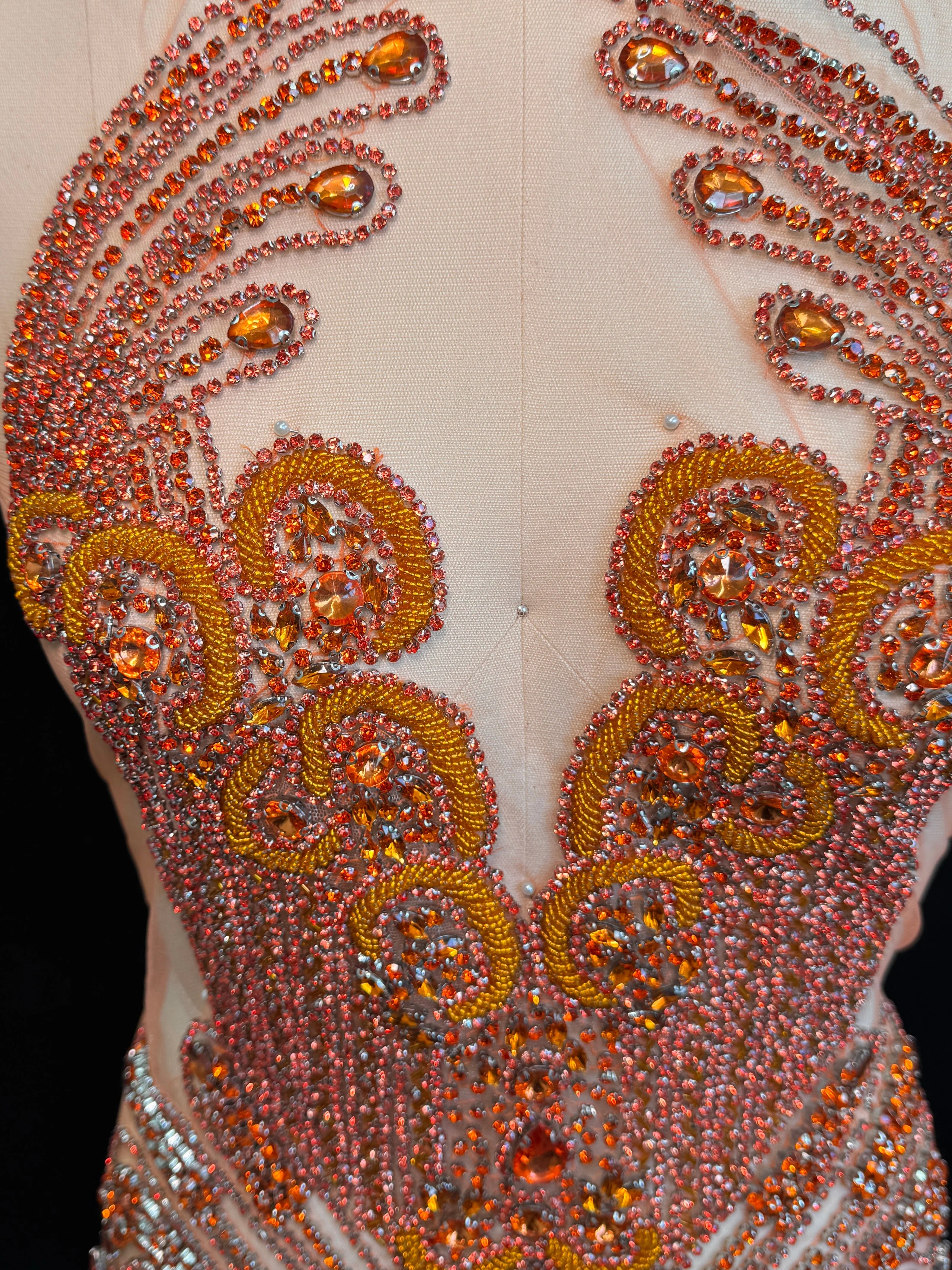 Tina Orange Rhinestones Bodice Applique - Image 5