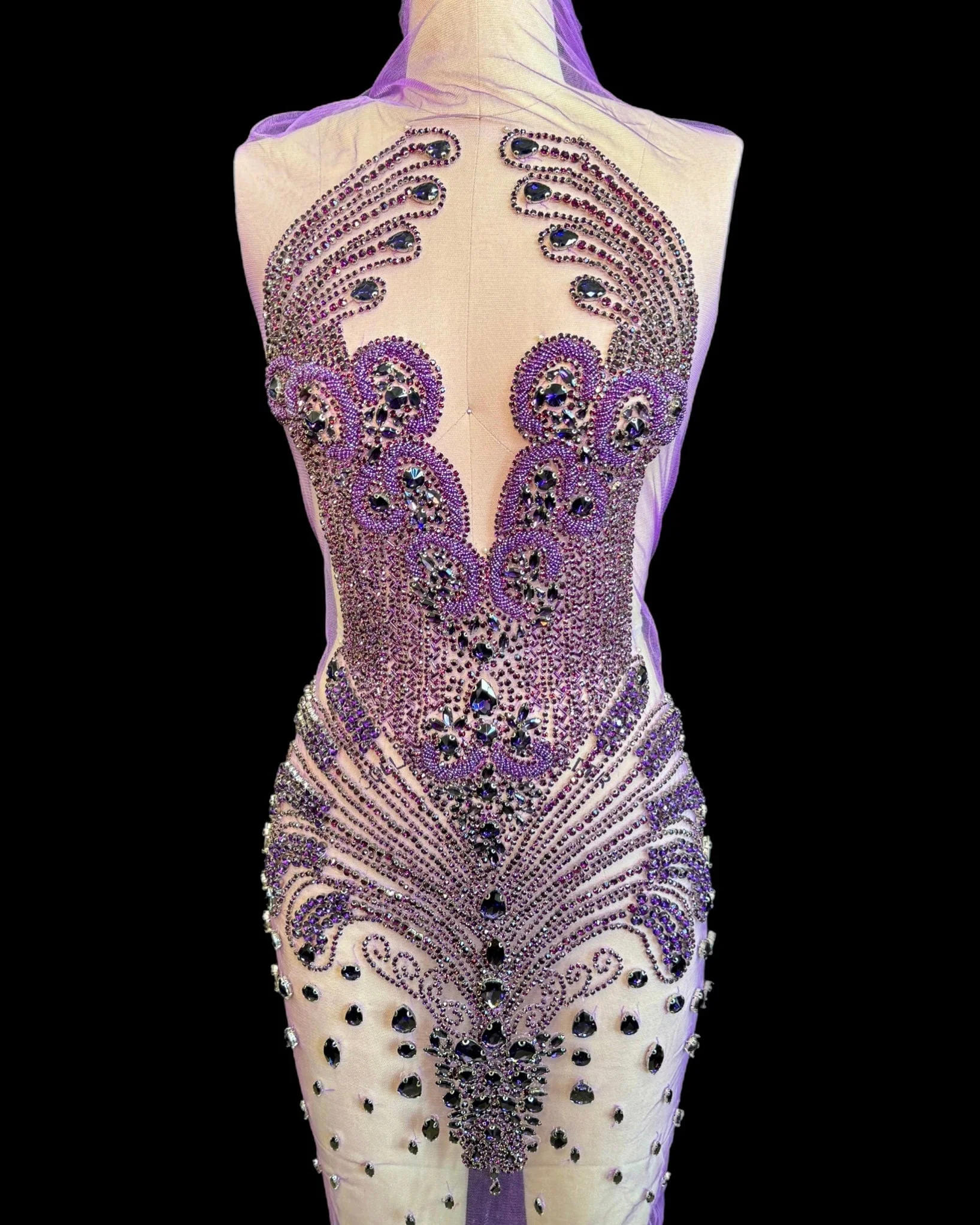 Tina Purple Rhinestones Bodice Applique