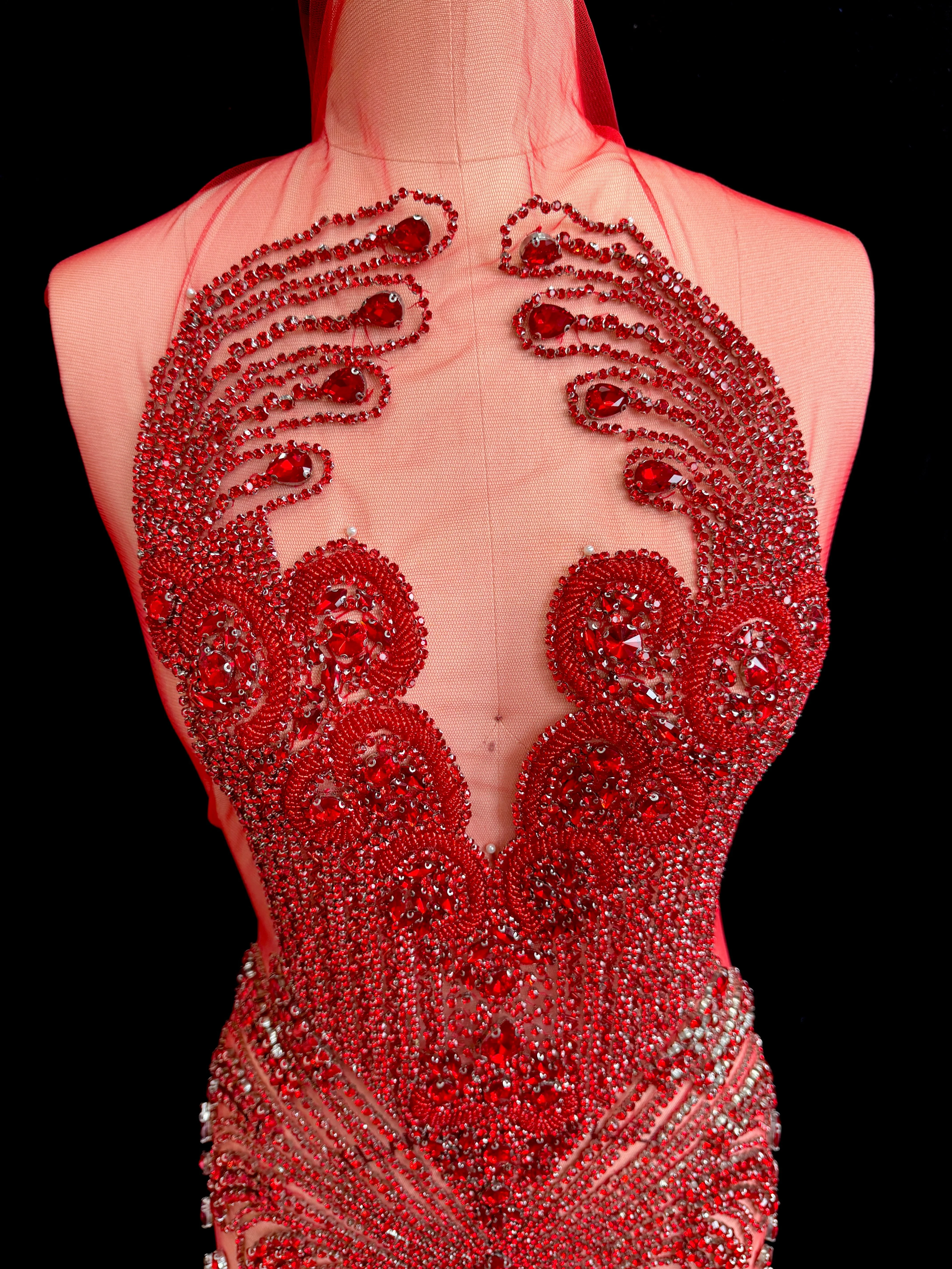 Tina Red Rhinestones Bodice Applique - Image 2