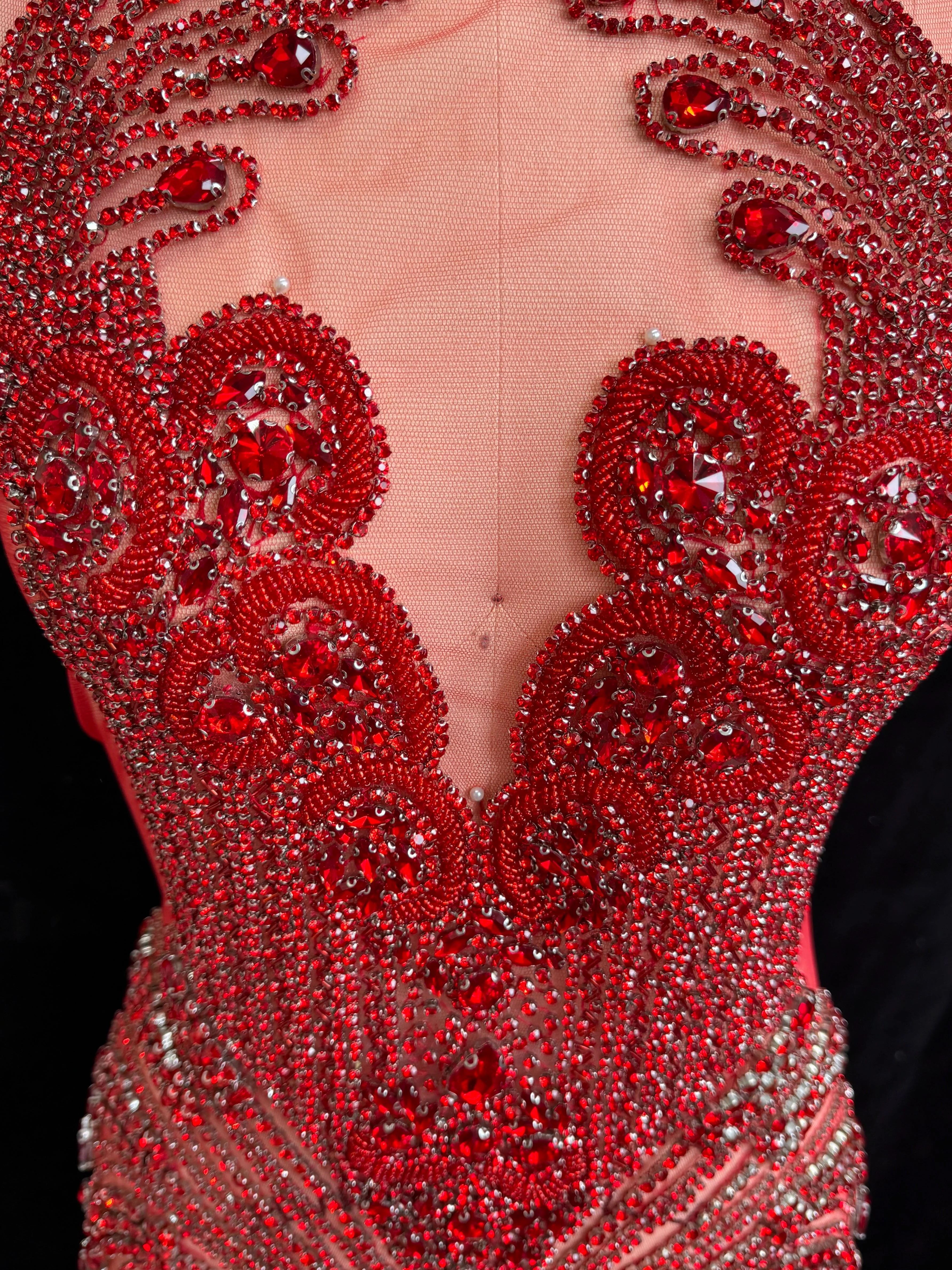 Tina Red Rhinestones Bodice Applique - Image 3