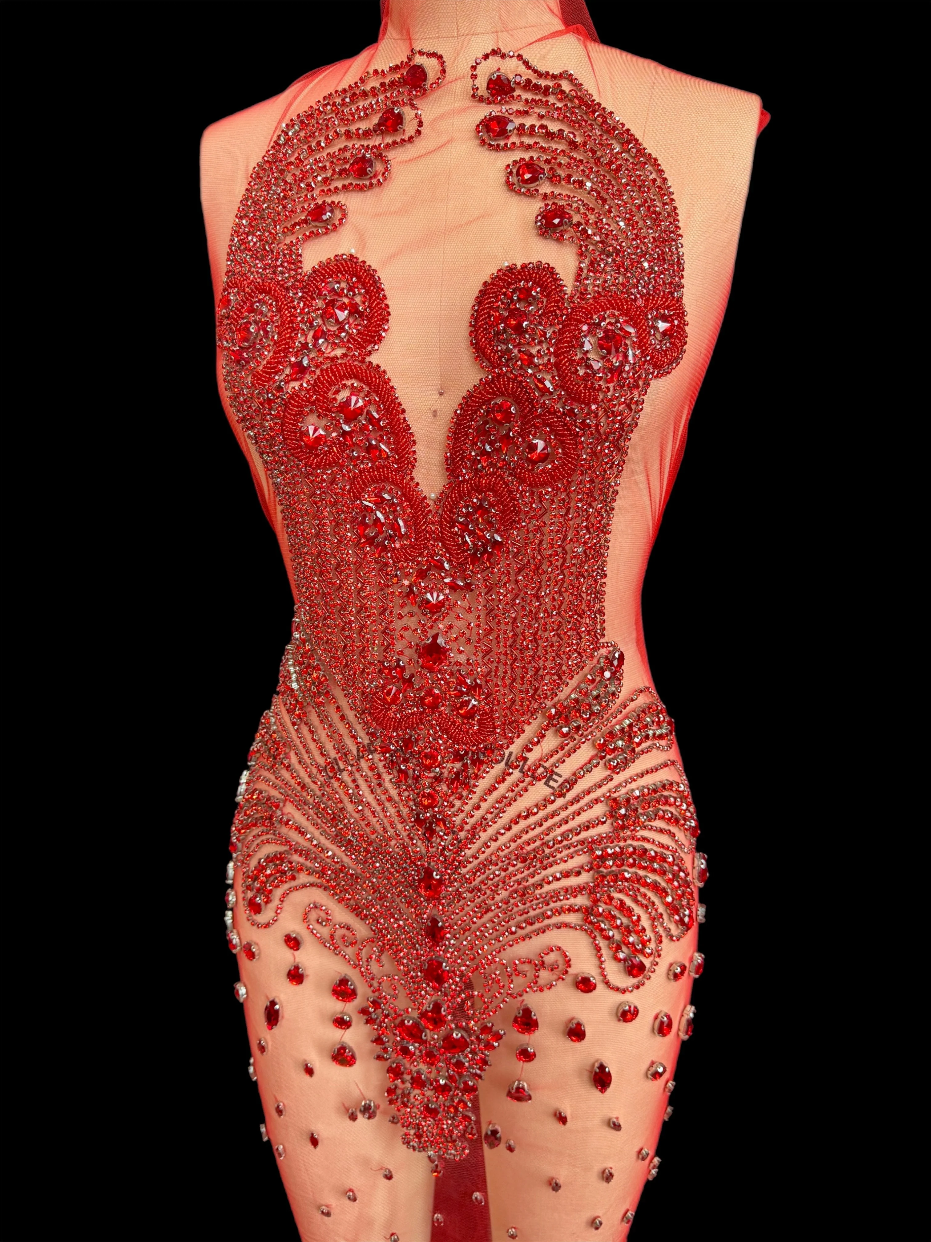 Tina Red Rhinestones Bodice Applique - Image 4