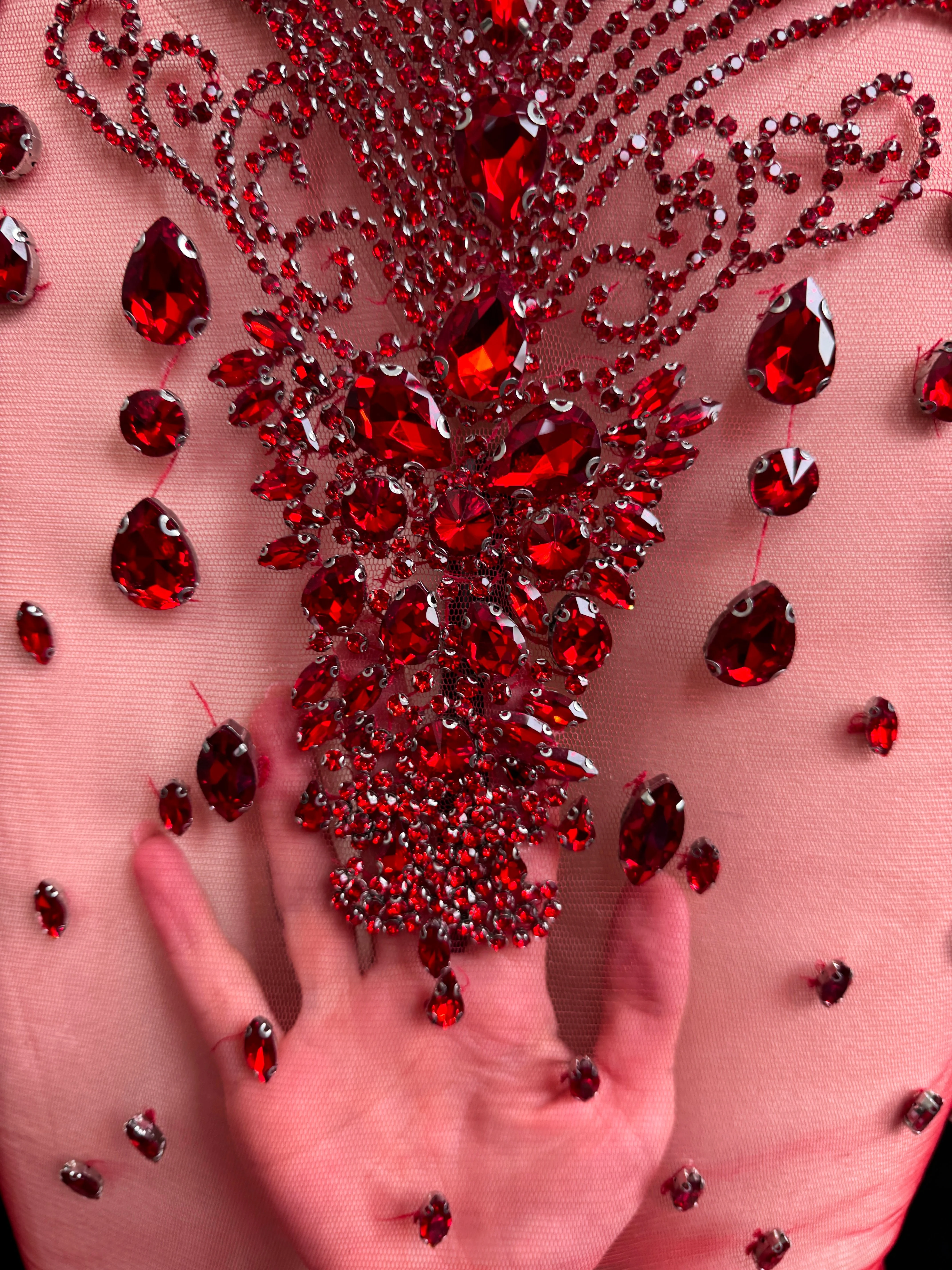 Tina Red Rhinestones Bodice Applique - Image 5