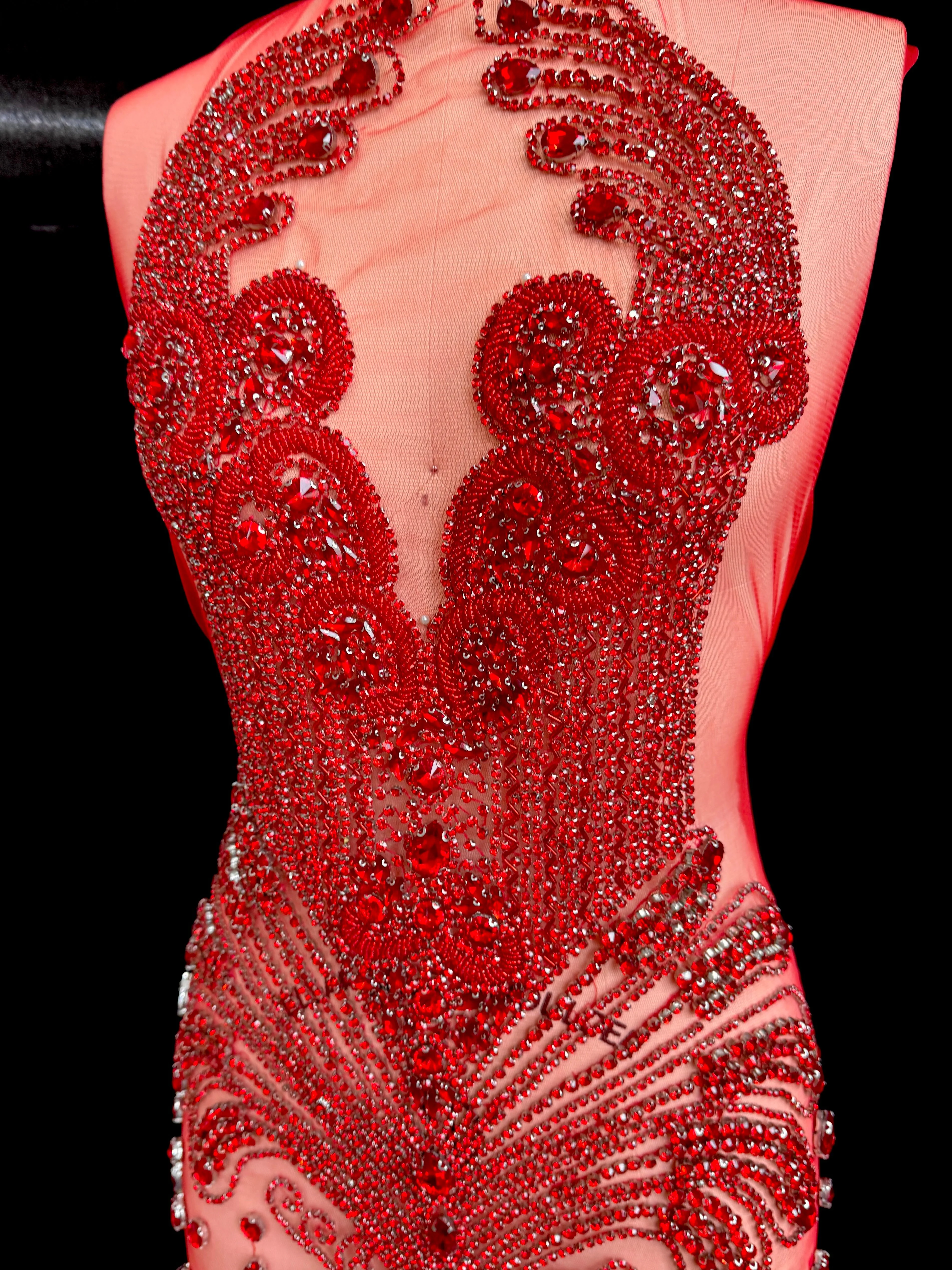 Tina Red Rhinestones Bodice Applique - Image 6