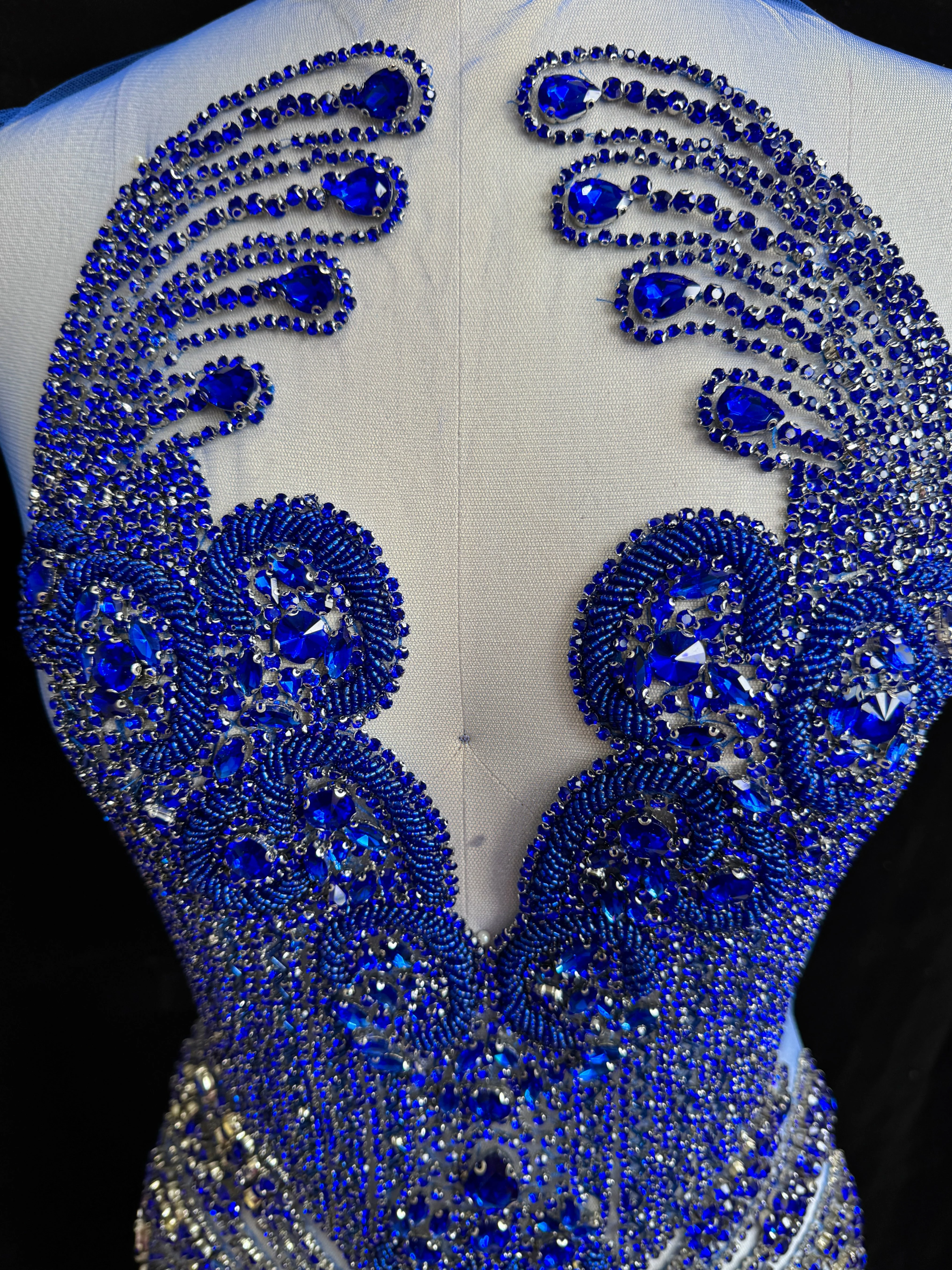 Tina Royal Blue Rhinestones Bodice Applique - Image 2