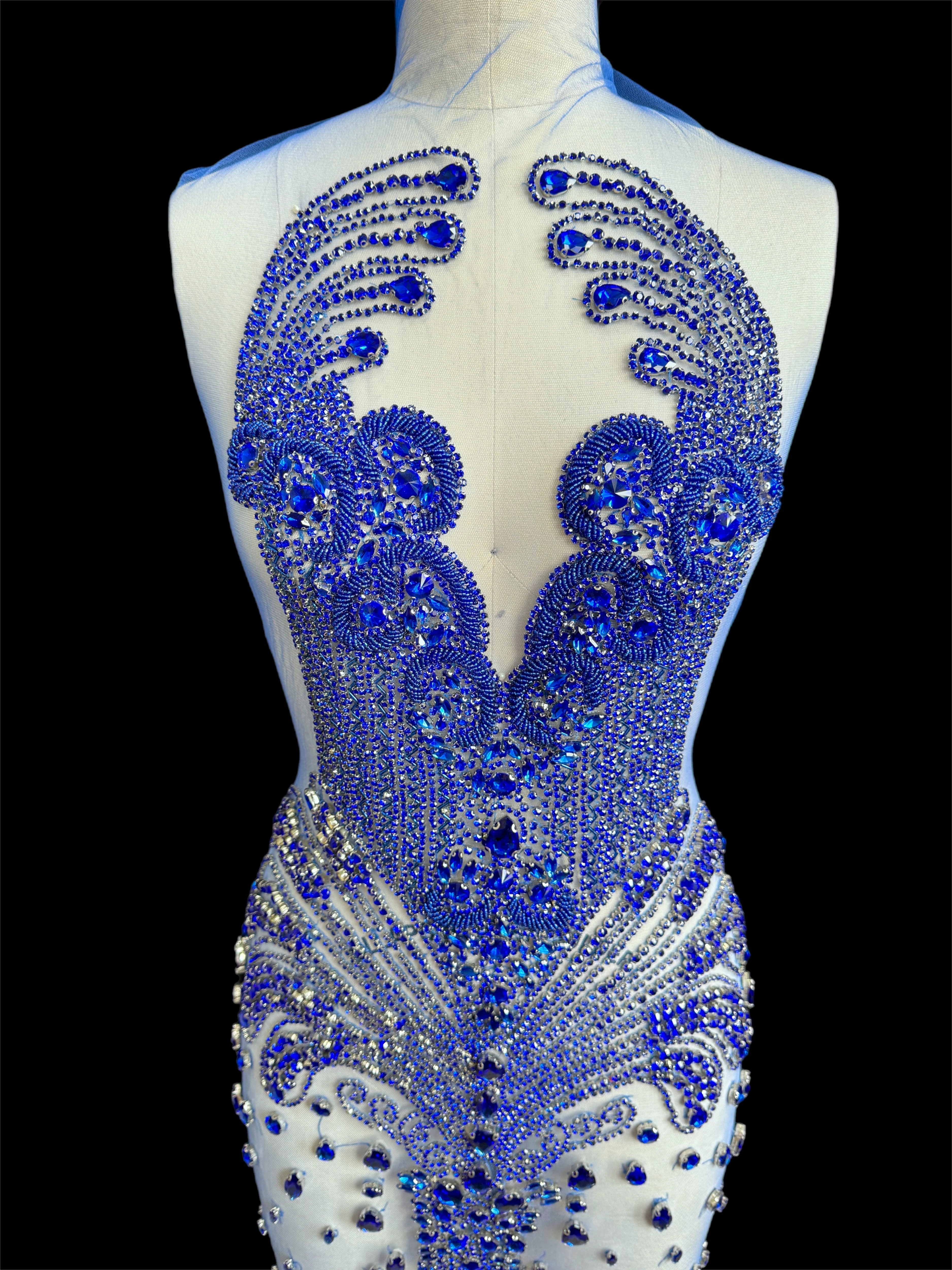 Tina Royal Blue Rhinestones Bodice Applique - Image 3