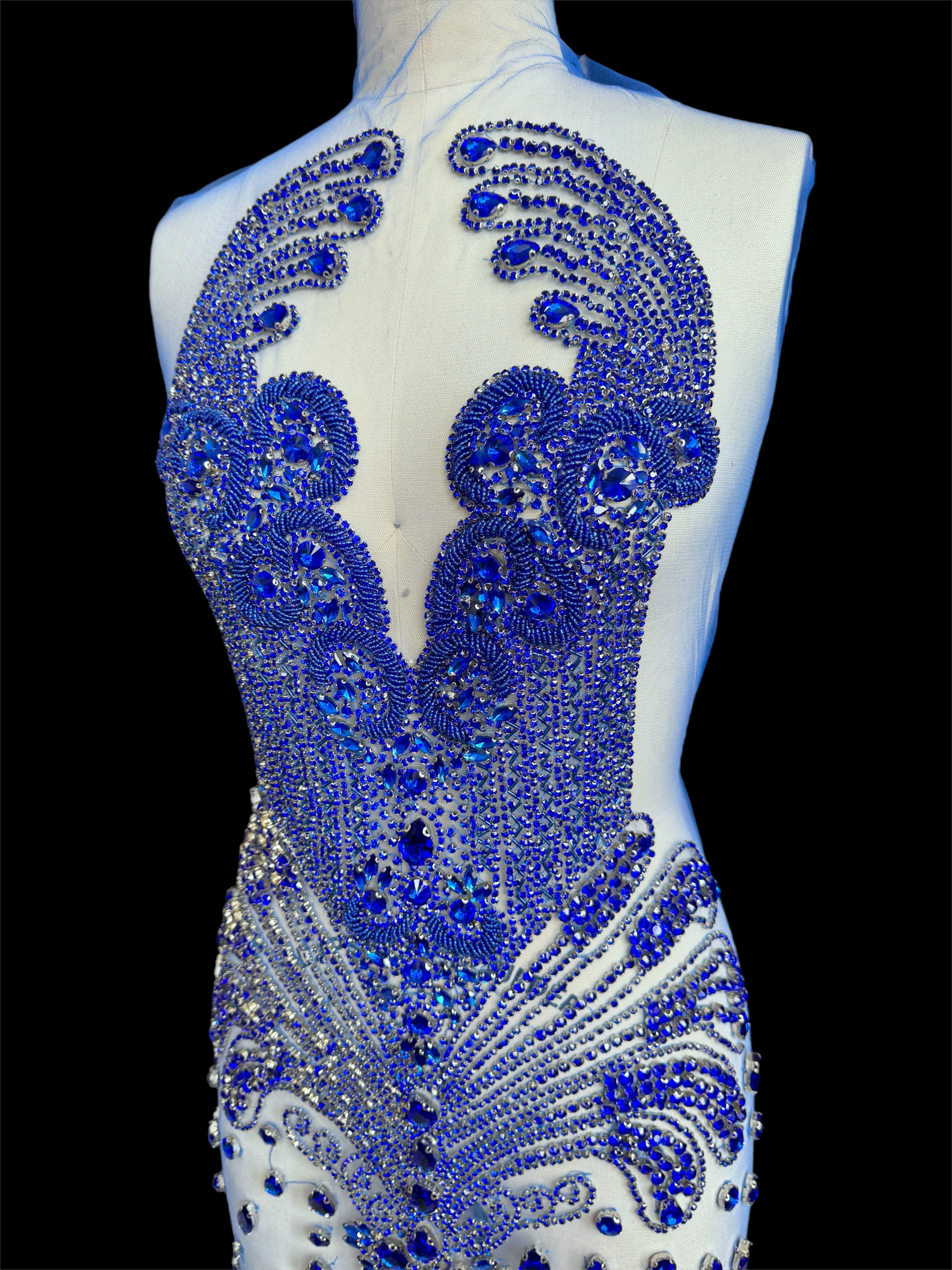 Tina Royal Blue Rhinestones Bodice Applique - Image 4