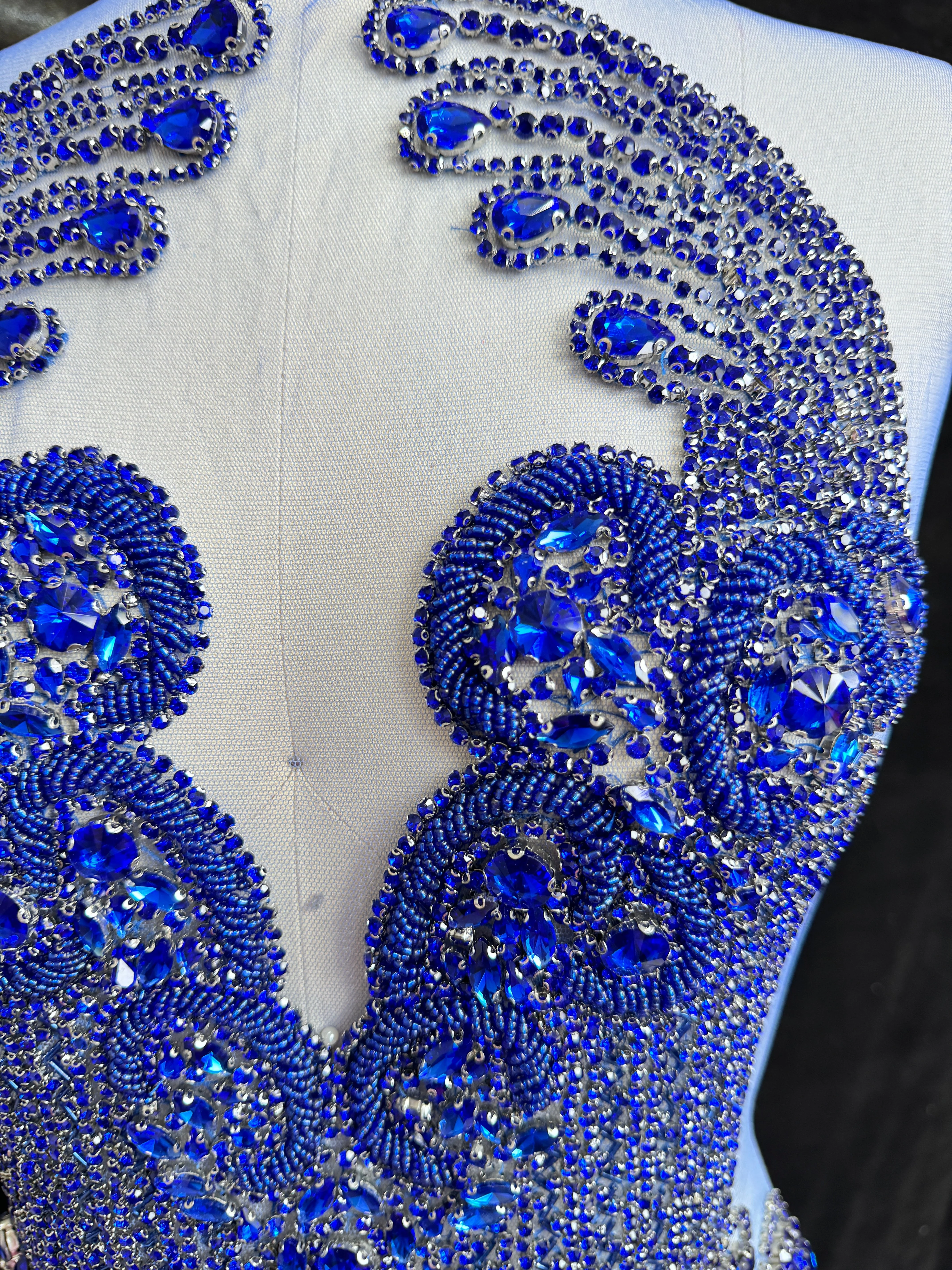 Tina Royal Blue Rhinestones Bodice Applique - Image 5