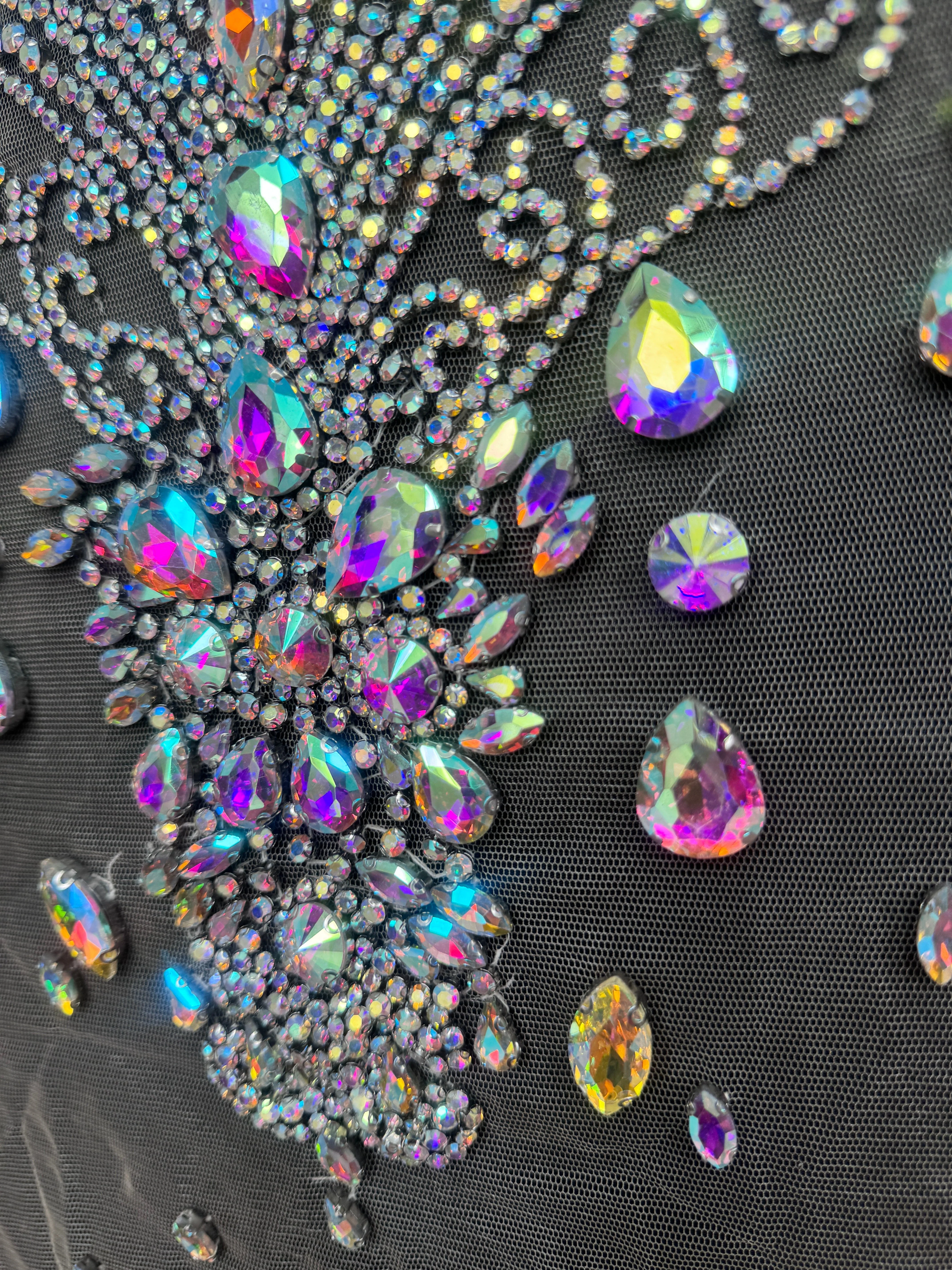 Tina Silver Iridescent Rhinestone Bodice Applique - Image 2