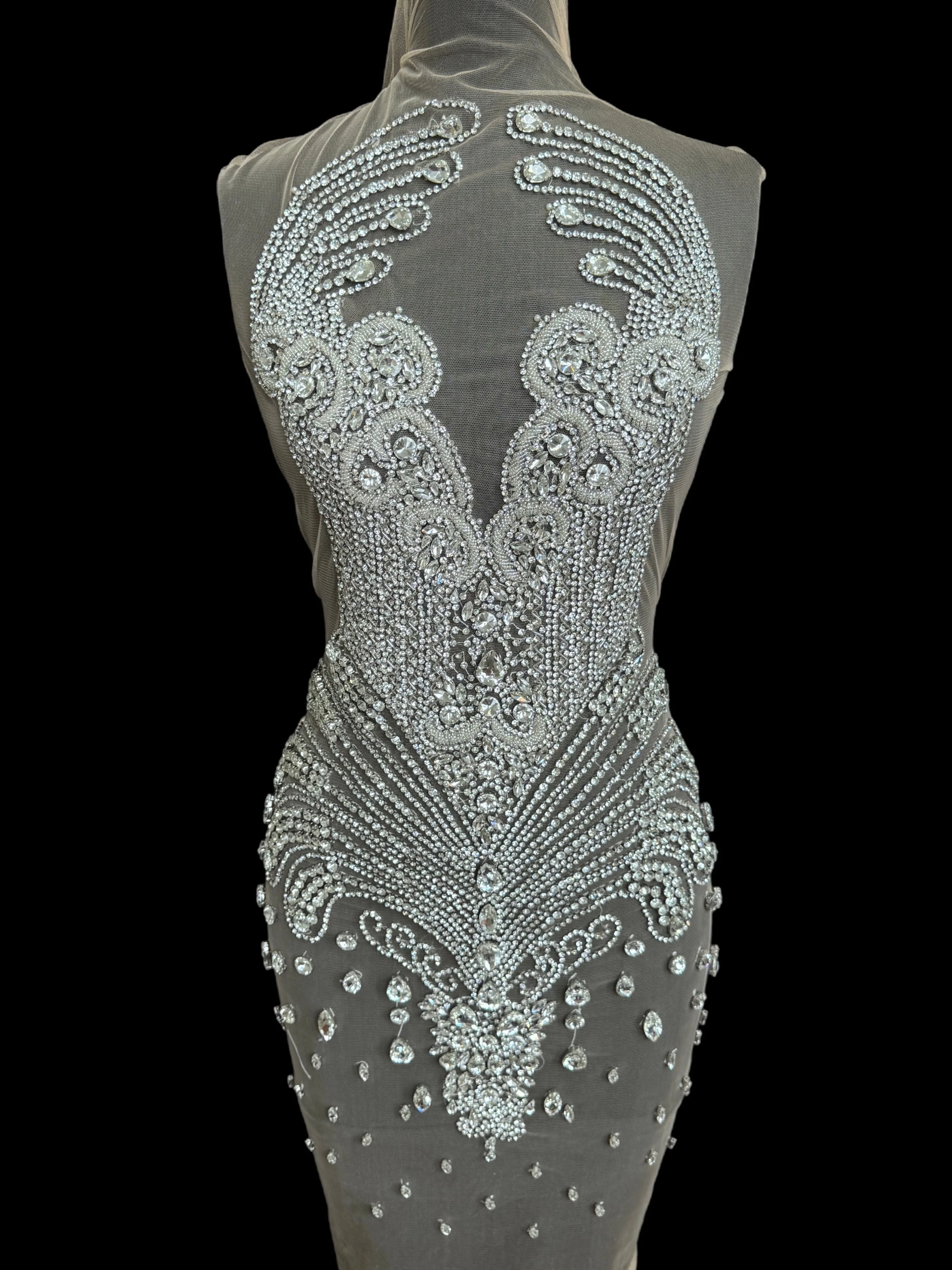 Tina Silver Rhinestones Bodice Applique - Image 2